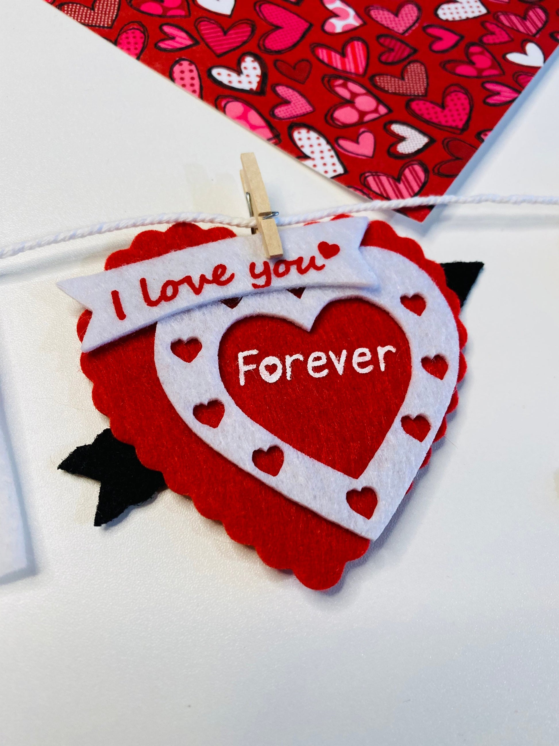 Happy Valentine’s Day Miniature Felt Banner Garland Bunting Wall Hanging Decoration