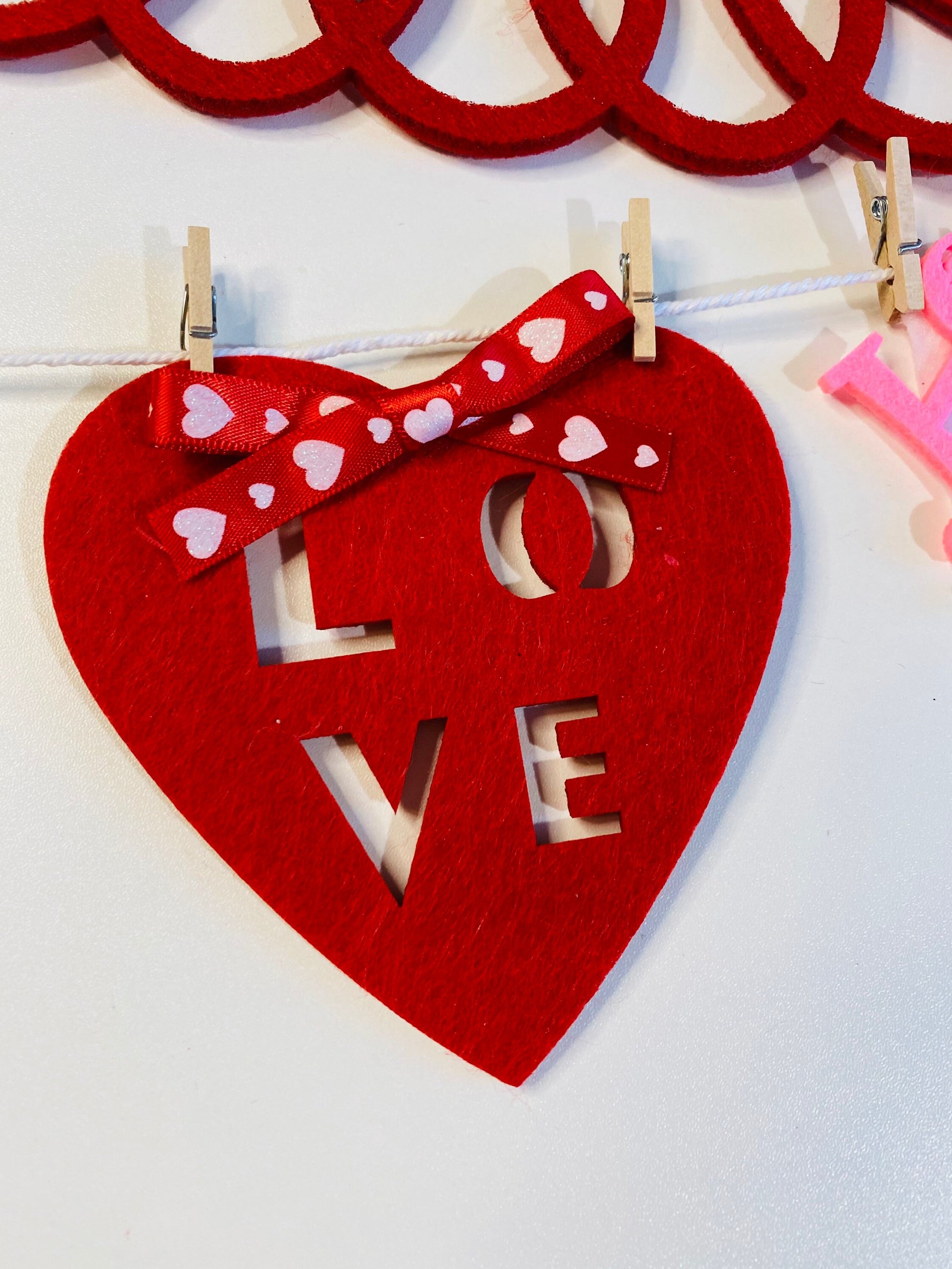 Happy Valentine’s Day Miniature Felt Banner Garland Bunting Wall Hanging Decoration