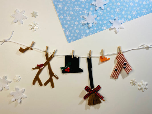 Snowman Miniature Felt Clothesline Florida Snowman Banner Melted Snowman Garland Bunting Wall Hanging Winter Decoration