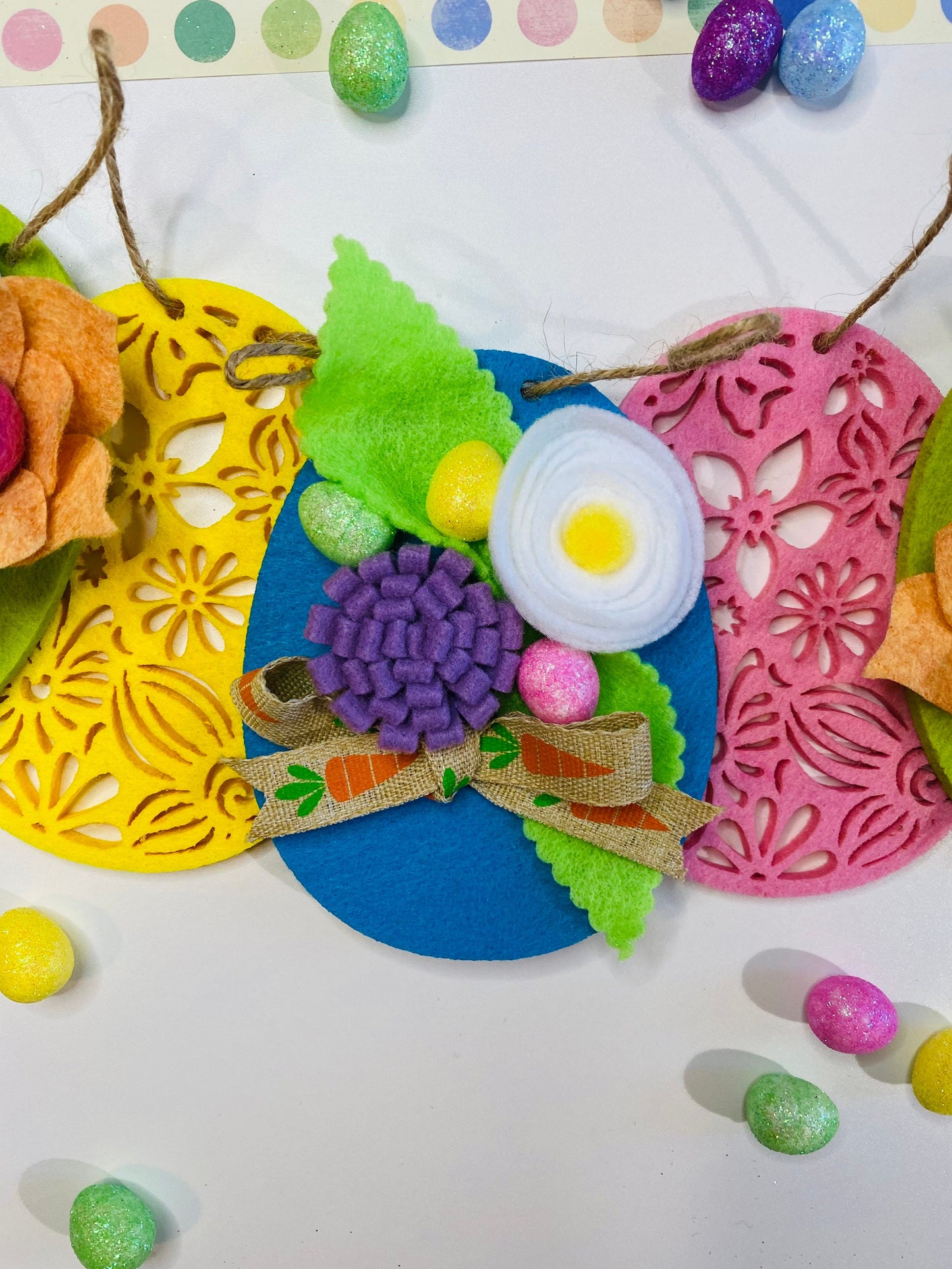 Easter Egg Felt Flower Banner Garland Bunting Wall Hanging Decoration