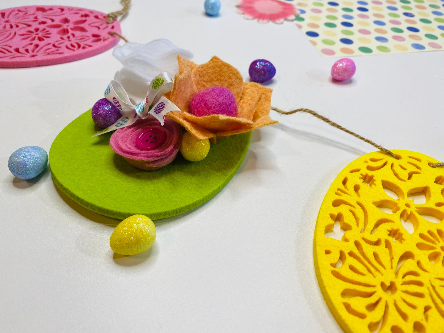 Easter Egg Felt Flower Banner Garland Bunting Wall Hanging Decoration