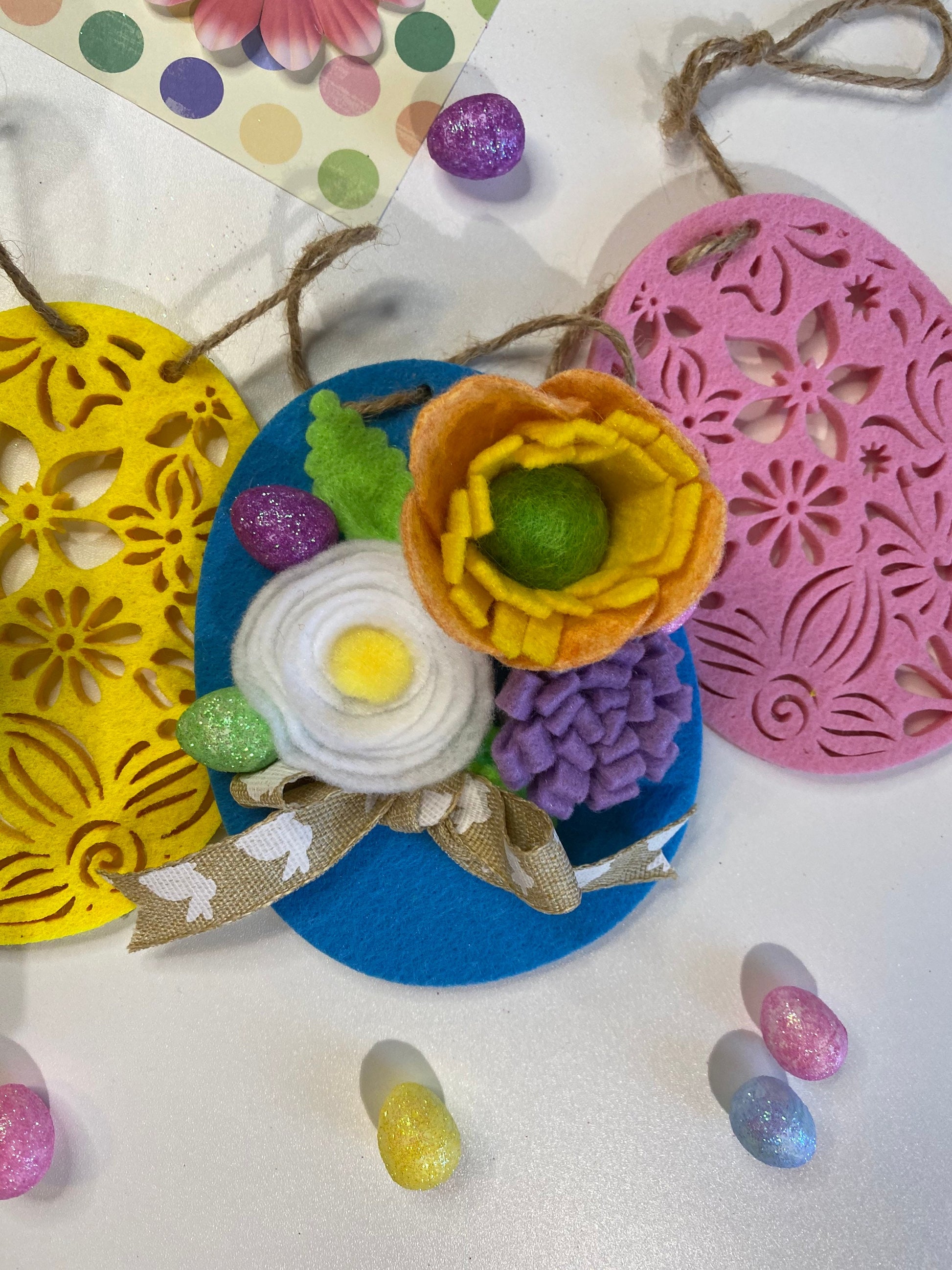 Easter Egg Felt Flower Banner Garland Bunting Wall Hanging Decoration