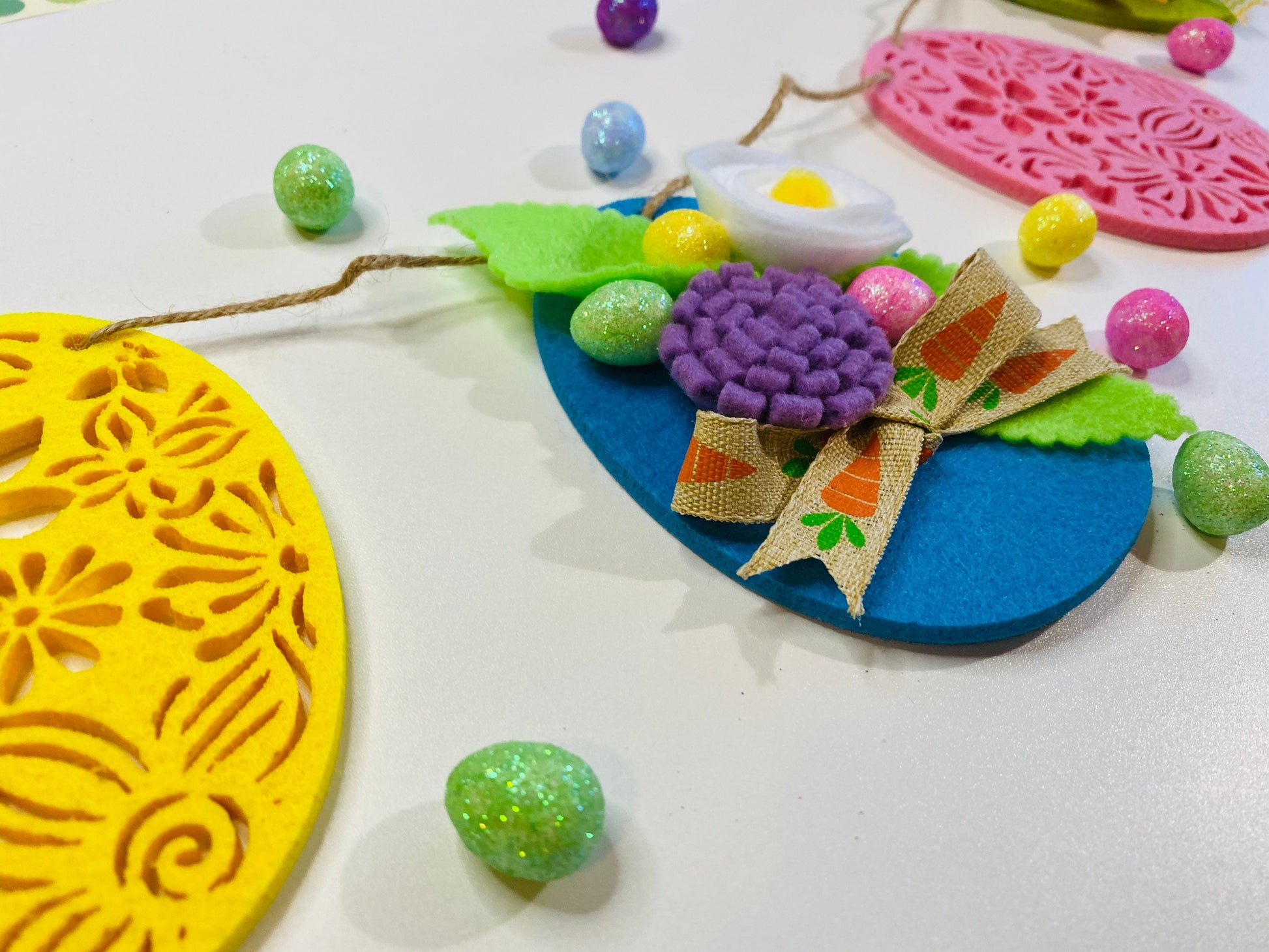 Easter Egg Felt Flower Banner Garland Bunting Wall Hanging Decoration