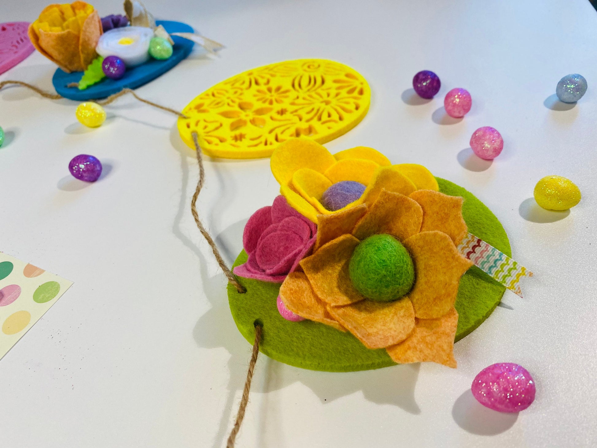 Easter Egg Felt Flower Banner Garland Bunting Wall Hanging Decoration