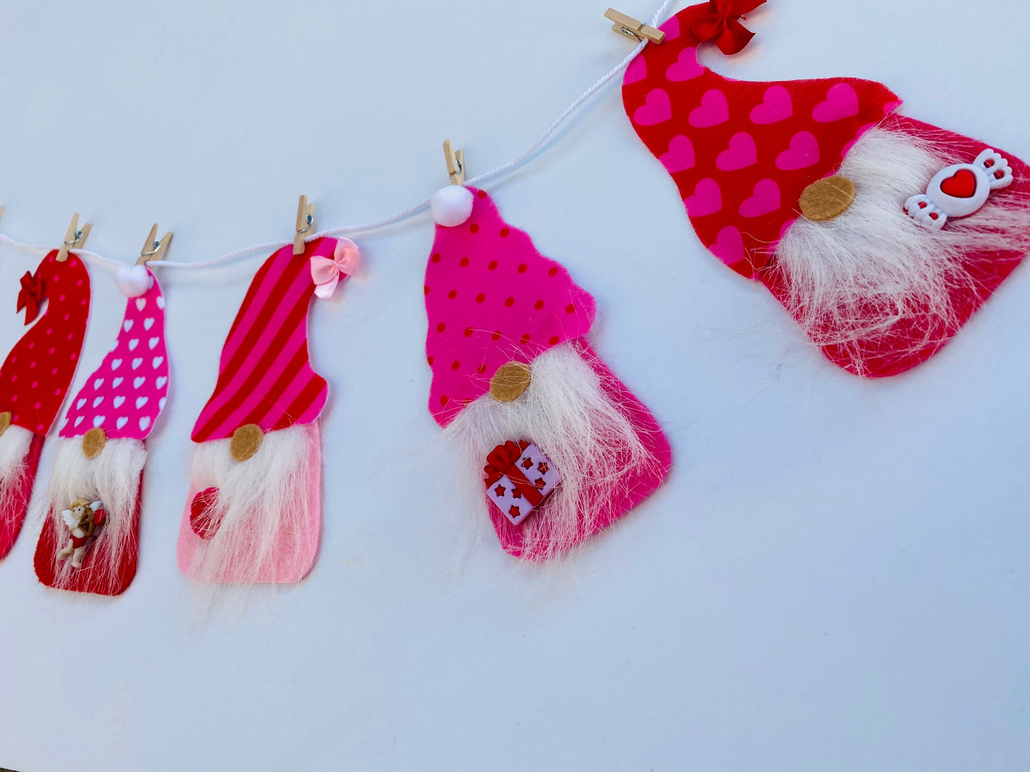 Valentine’s Day Gnome Felt Miniature Banner Garland Bunting Wall Hanging Decoration