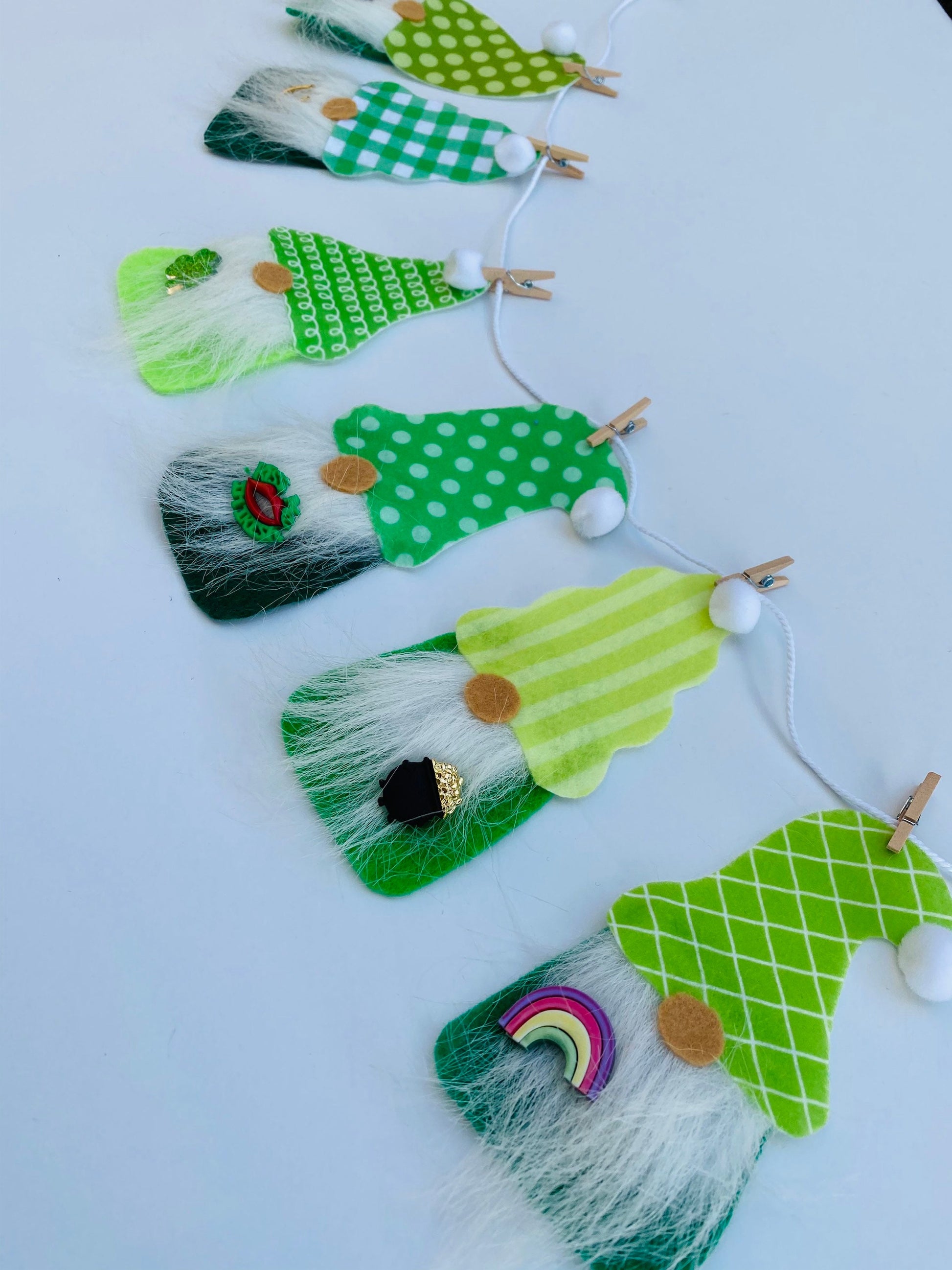 St. Patrick’s Day Gnome Felt Miniature Banner Garland Bunting Wall Hanging Decoration