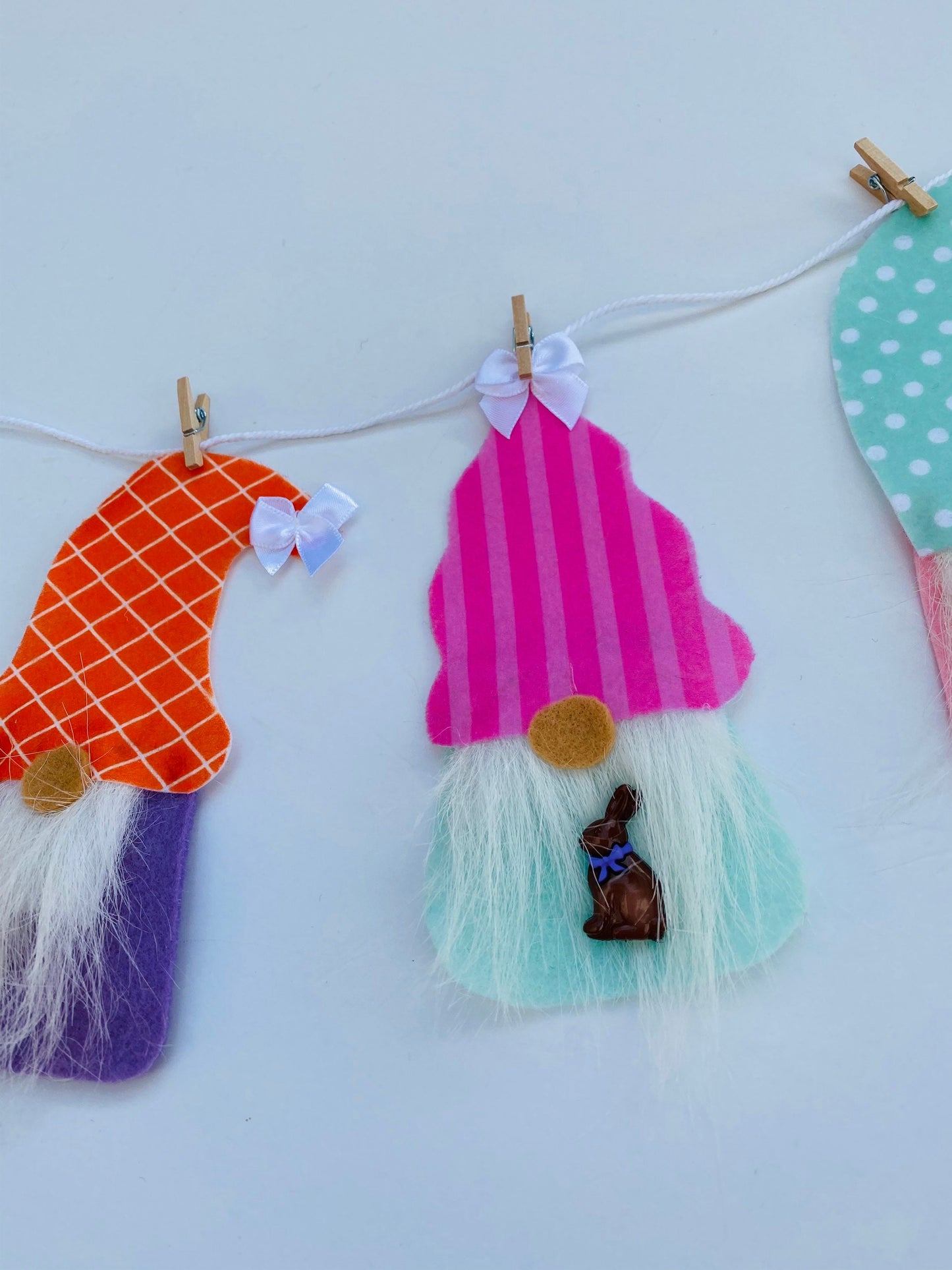 Easter Spring Gnome Felt Miniature Banner Garland Bunting Wall Hanging Decoration