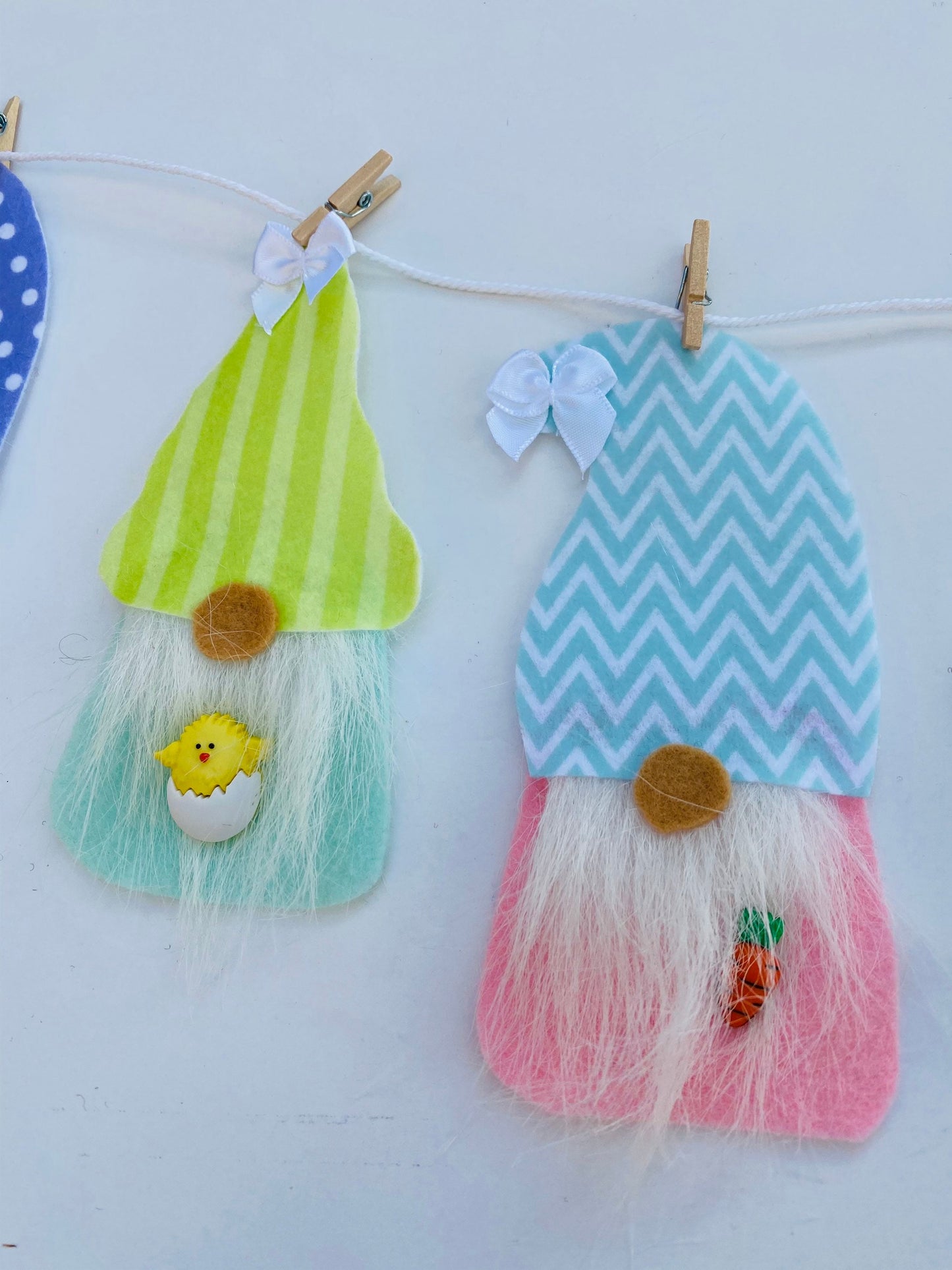 Easter Spring Gnome Felt Miniature Banner Garland Bunting Wall Hanging Decoration