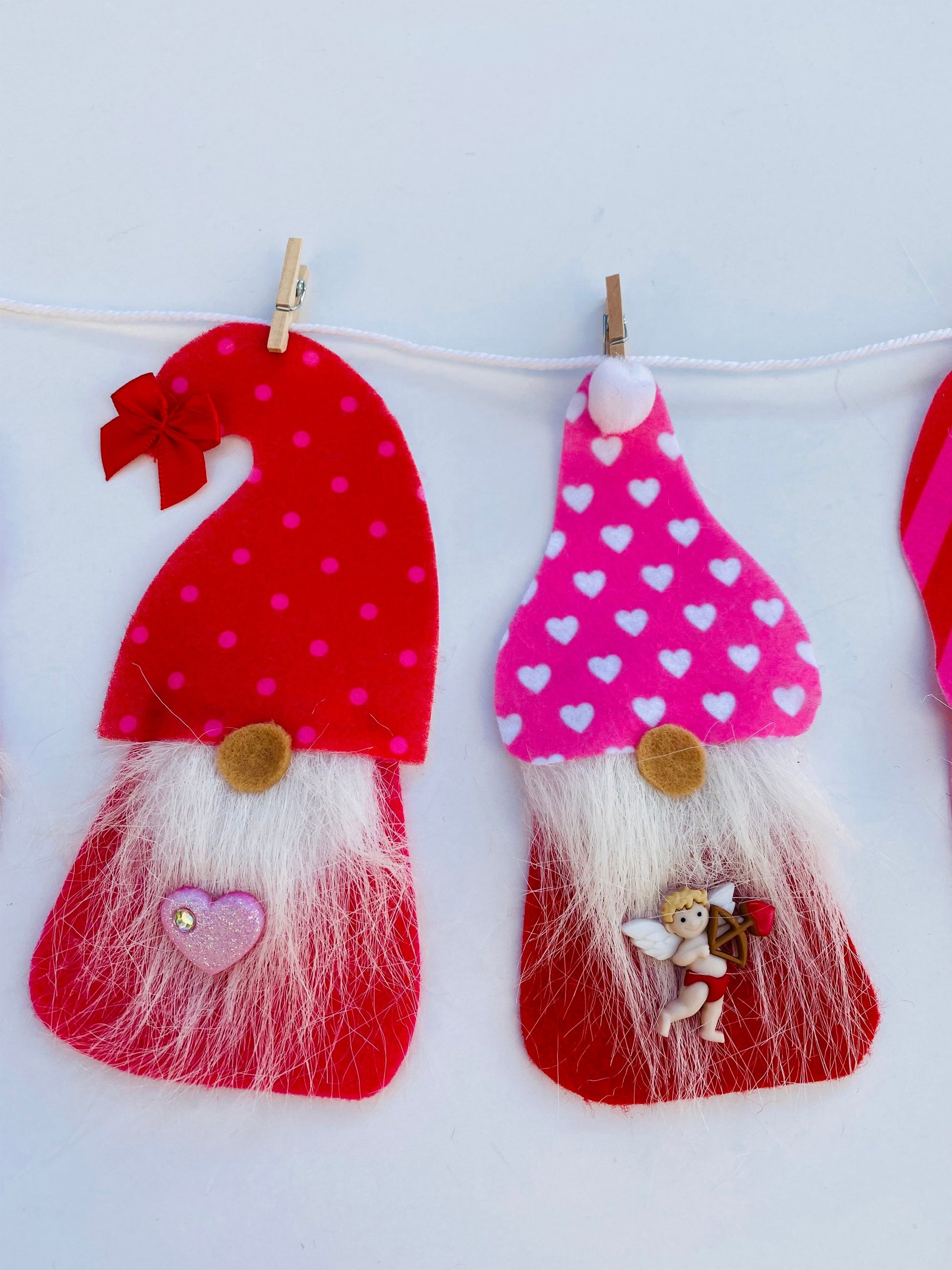 Set of 3 Gnome Miniature Holiday Felt Banner Garland Bunting Wall Hanging Decorations