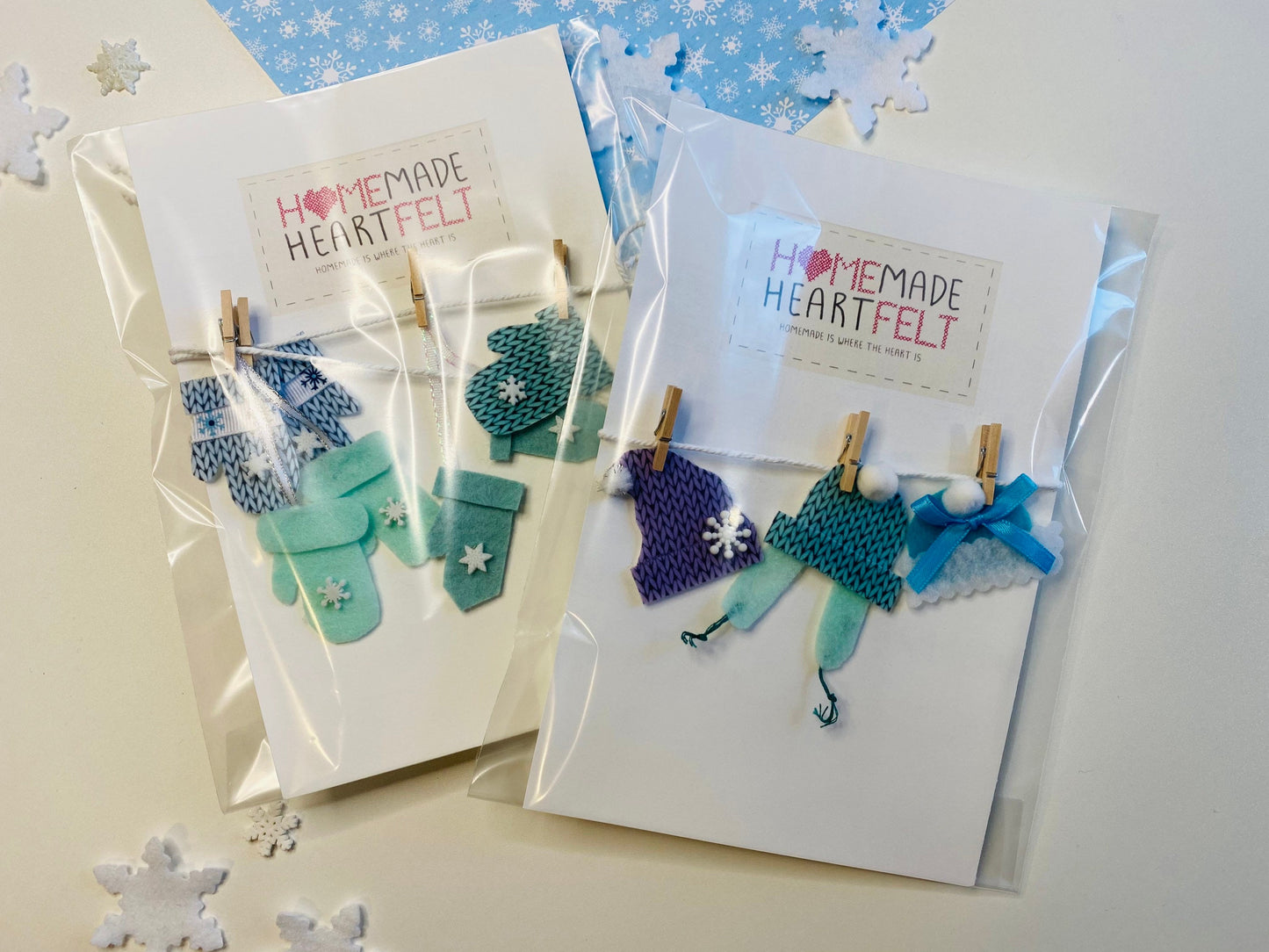 Winter Sweaters with Snowflakes Felt Miniature Clothesline Banner Garland Bunting Wall Hanging Decoration