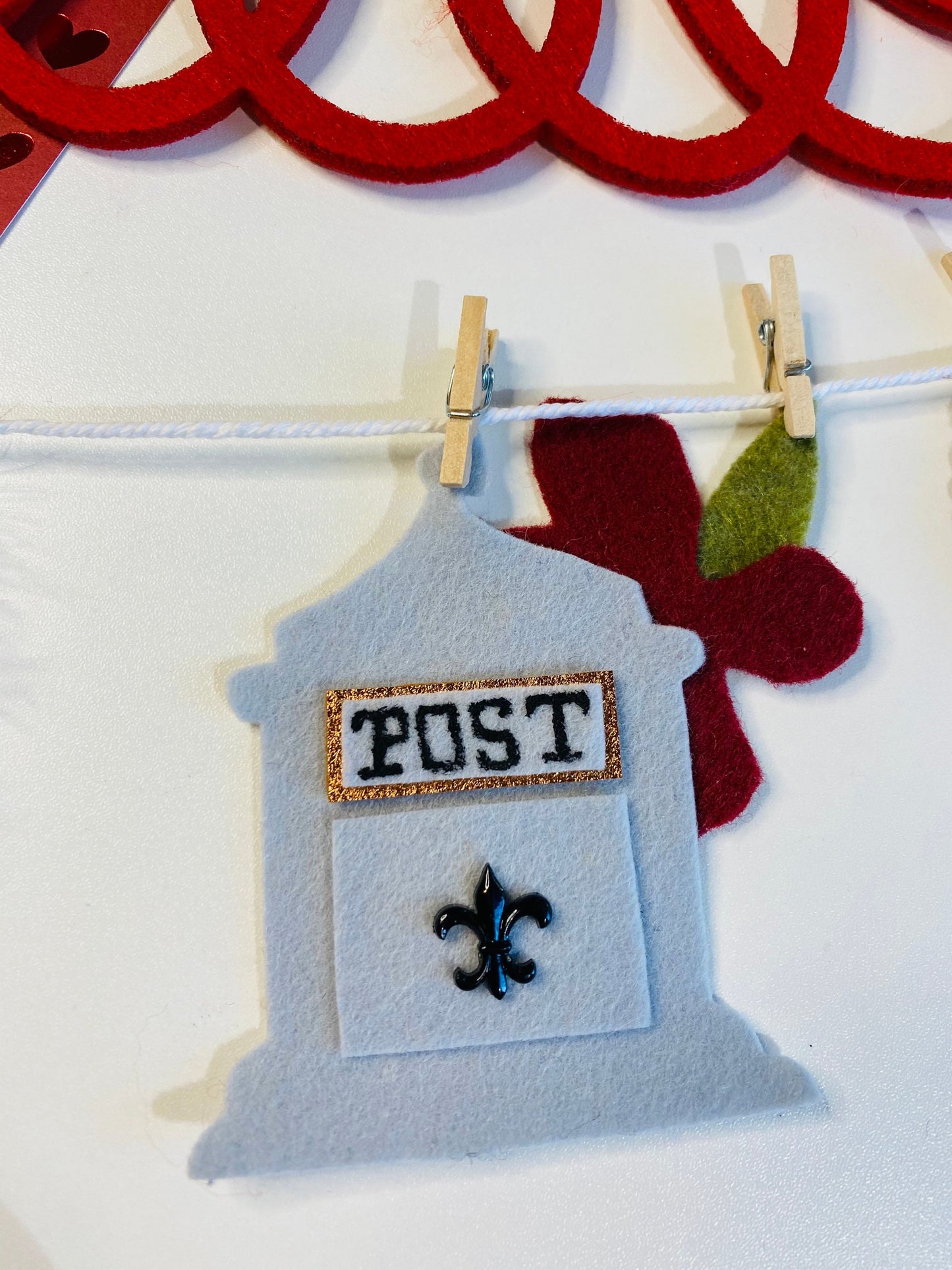 Victorian Valentine’s Writing Miniature Felt Clothesline Banner Garland Bunting Wall Hanging Decoration