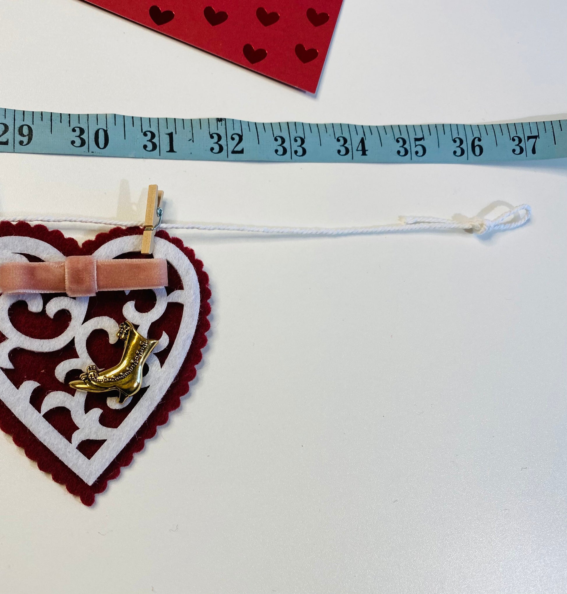 Victorian Valentine’s Writing Miniature Felt Clothesline Banner Garland Bunting Wall Hanging Decoration