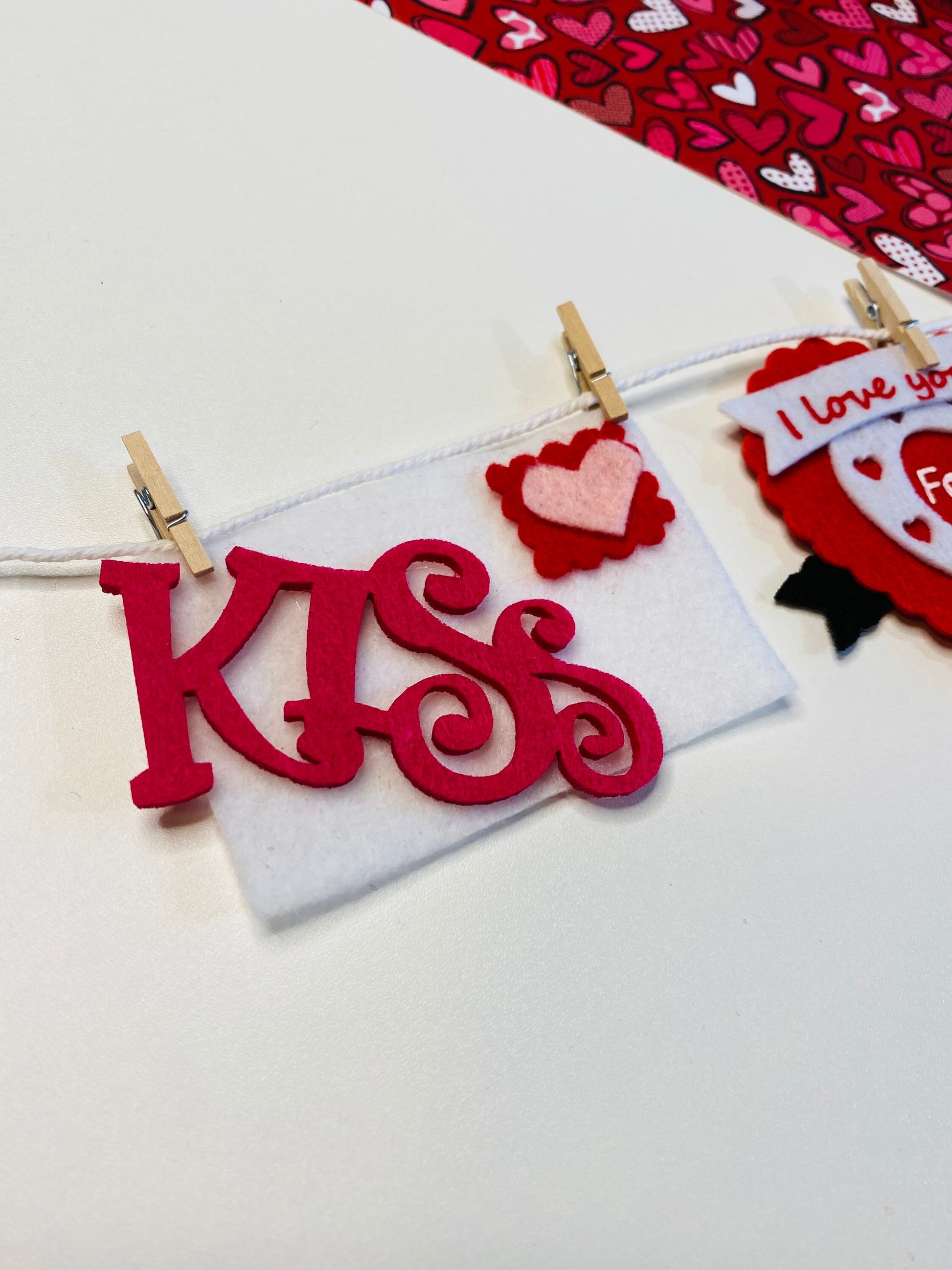 Happy Valentine’s Day Miniature Felt Banner Garland Bunting Wall Hanging Decoration