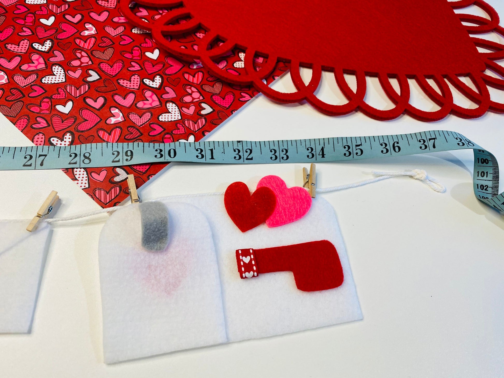 Happy Valentine’s Day Miniature Felt Banner Garland Bunting Wall Hanging Decoration
