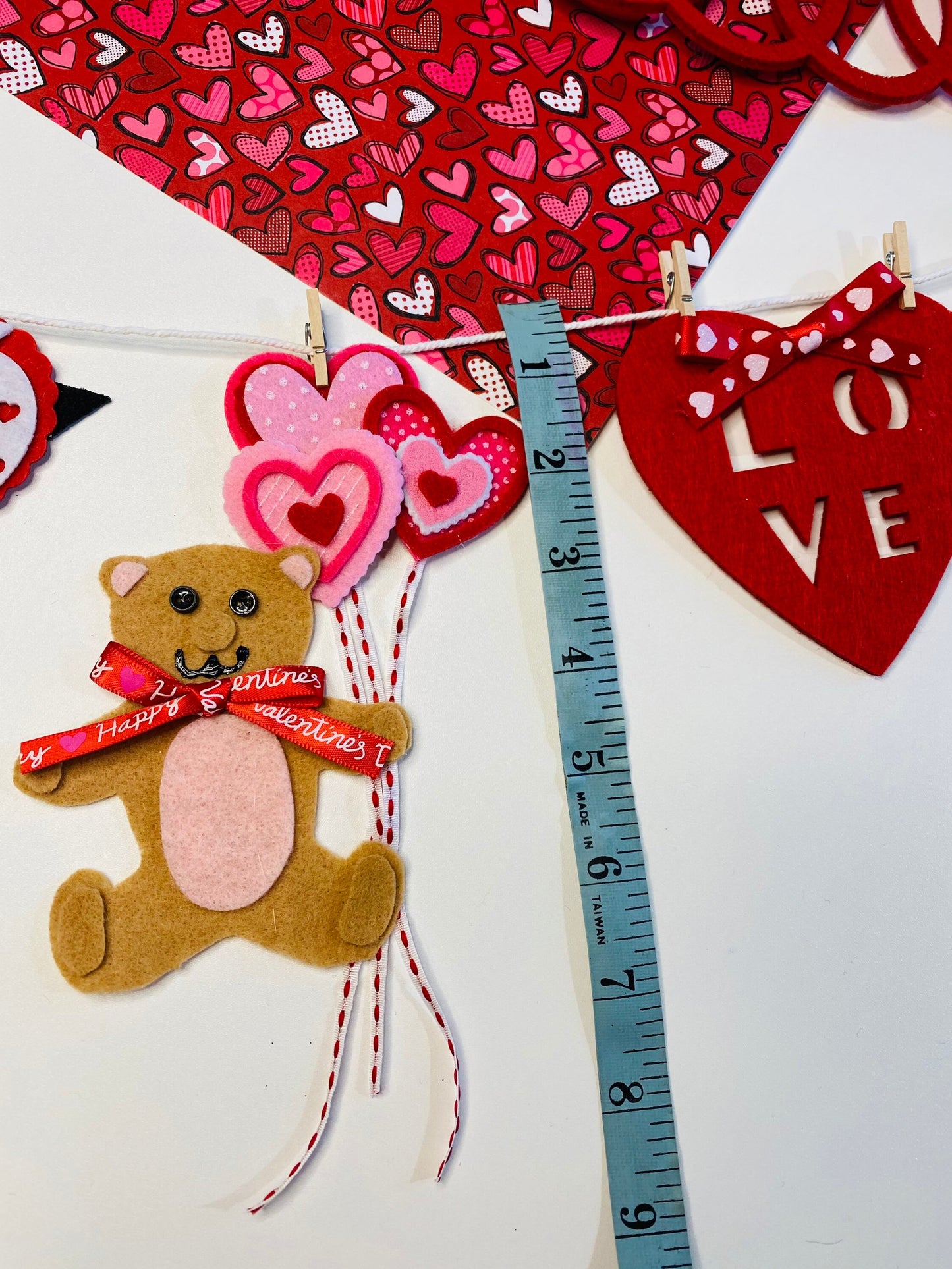 Happy Valentine’s Day Miniature Felt Banner Garland Bunting Wall Hanging Decoration