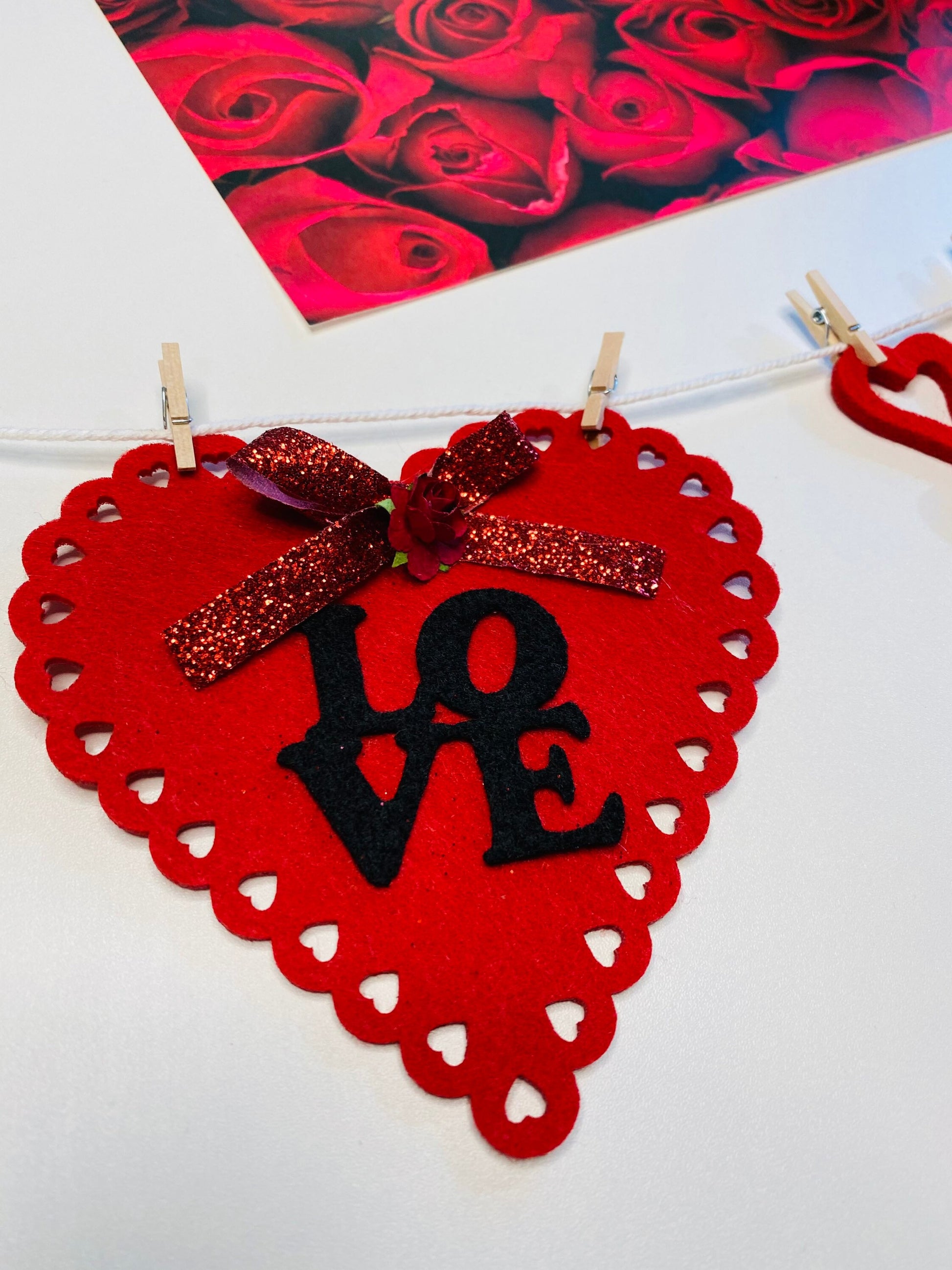 Romantic Valentine’s Day Miniature Felt Clothesline Banner Garland Bunting Wall Hanging Decoration