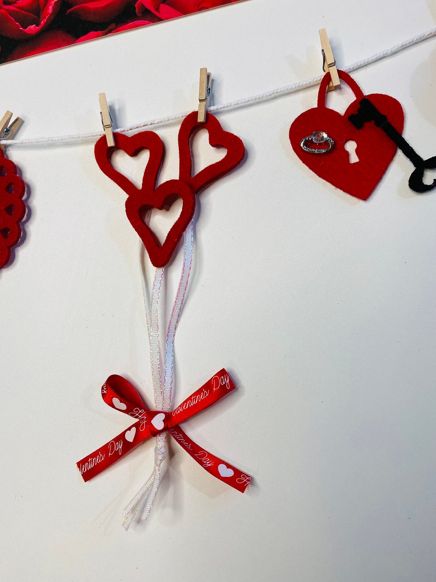 Romantic Valentine’s Day Miniature Felt Clothesline Banner Garland Bunting Wall Hanging Decoration