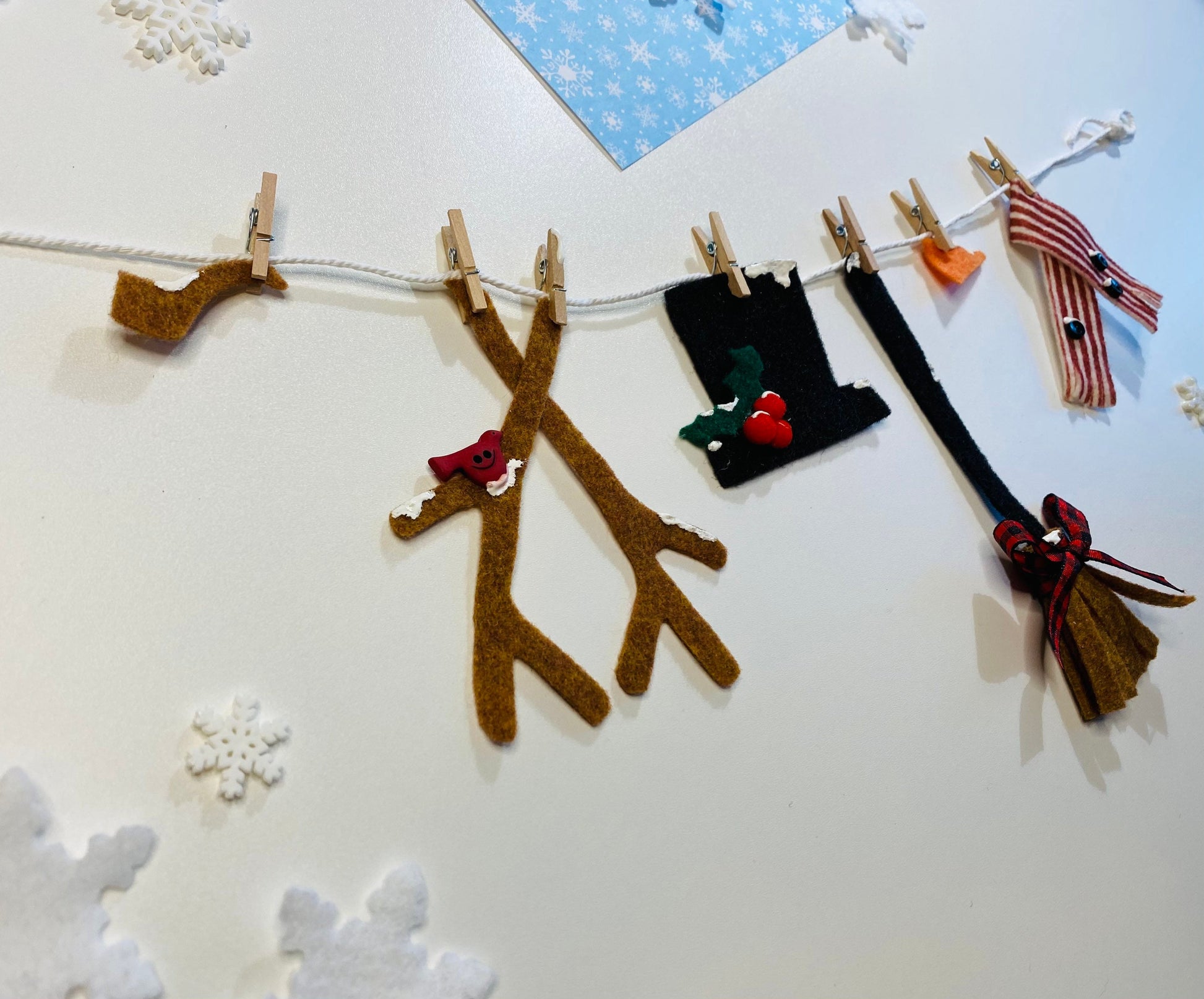 Snowman Miniature Felt Clothesline Florida Snowman Banner Melted Snowman Garland Bunting Wall Hanging Winter Decoration