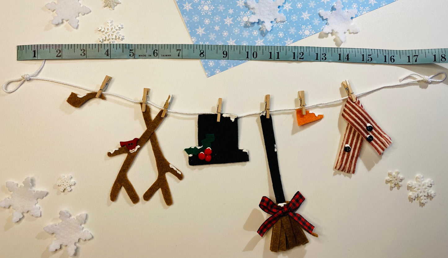 Snowman Miniature Felt Clothesline Florida Snowman Banner Melted Snowman Garland Bunting Wall Hanging Winter Decoration