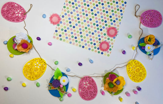 Easter Egg Felt Flower Banner Garland Bunting Wall Hanging Decoration