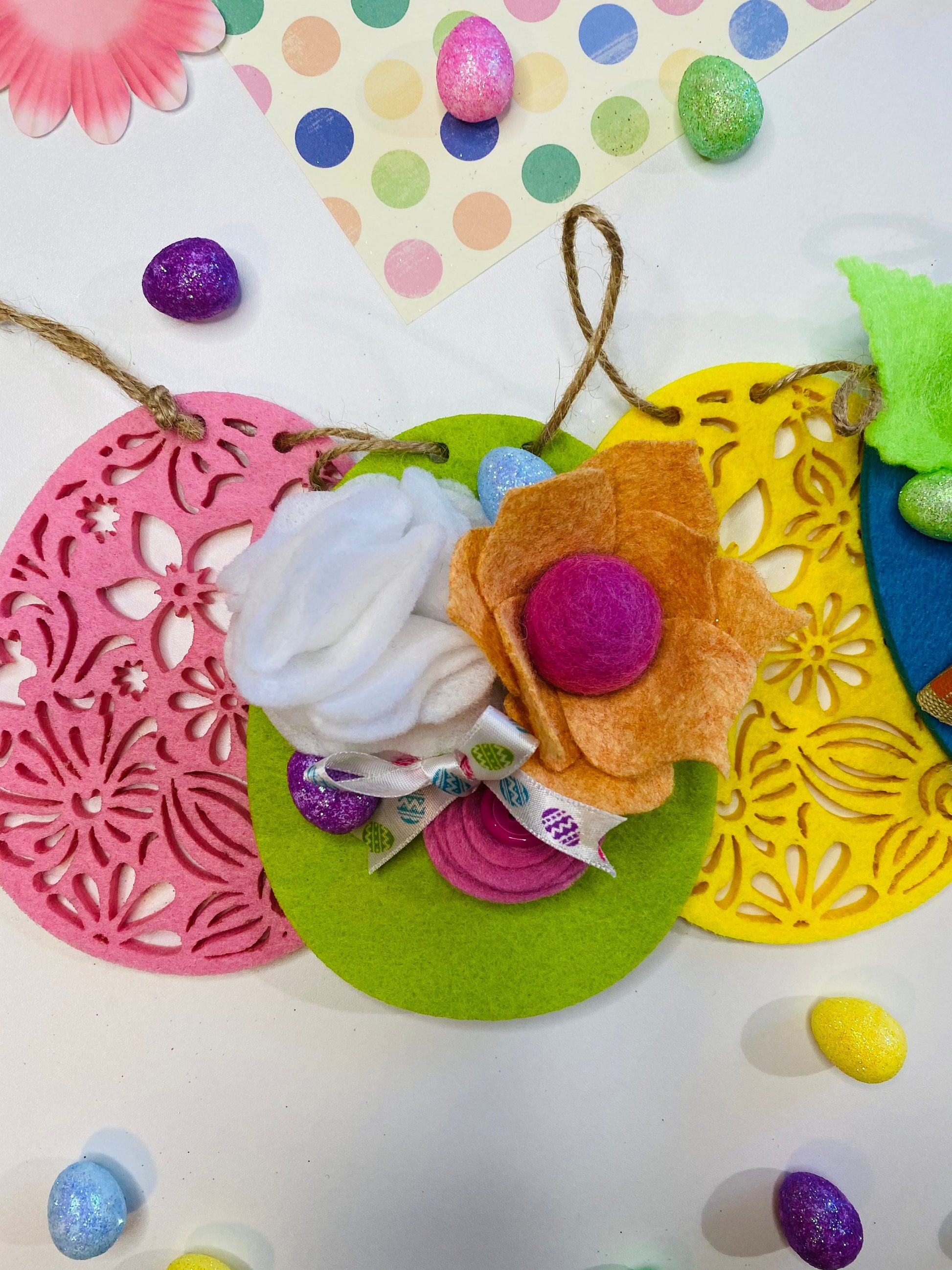 Easter Egg Felt Flower Banner Garland Bunting Wall Hanging Decoration