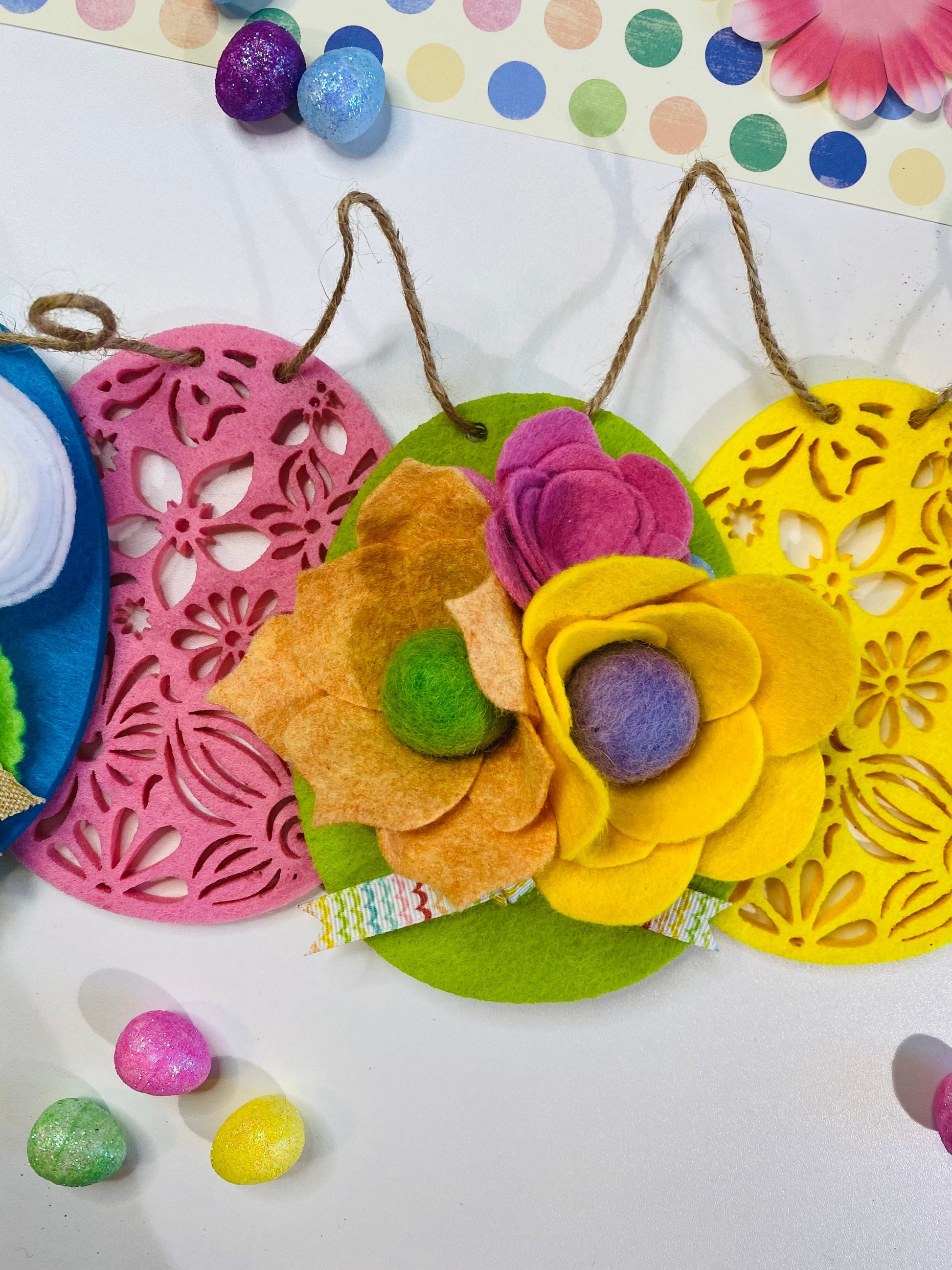 Easter Egg Felt Flower Banner Garland Bunting Wall Hanging Decoration