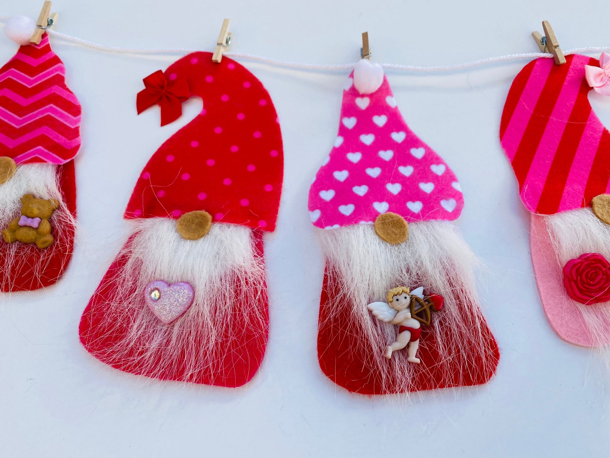 Valentine’s Day Gnome Felt Miniature Banner Garland Bunting Wall Hanging Decoration