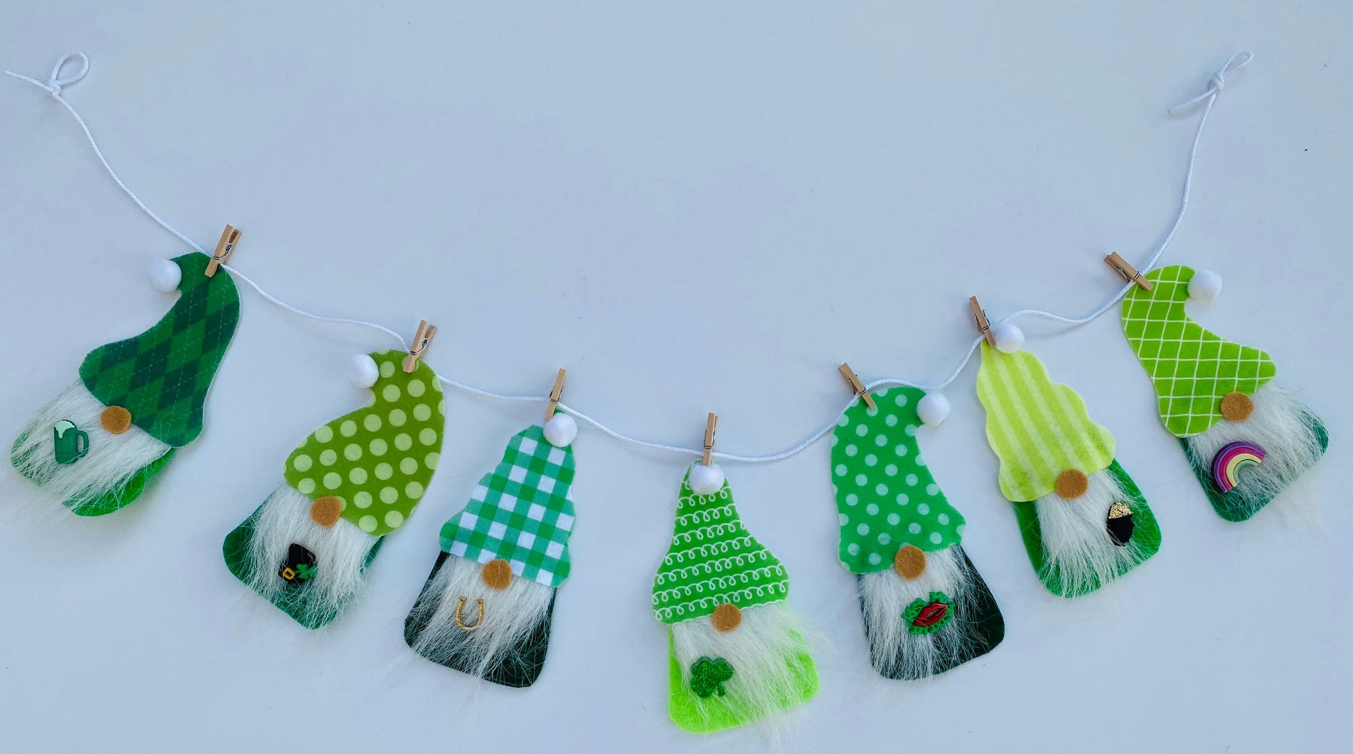 St. Patrick’s Day Gnome Felt Miniature Banner Garland Bunting Wall Hanging Decoration