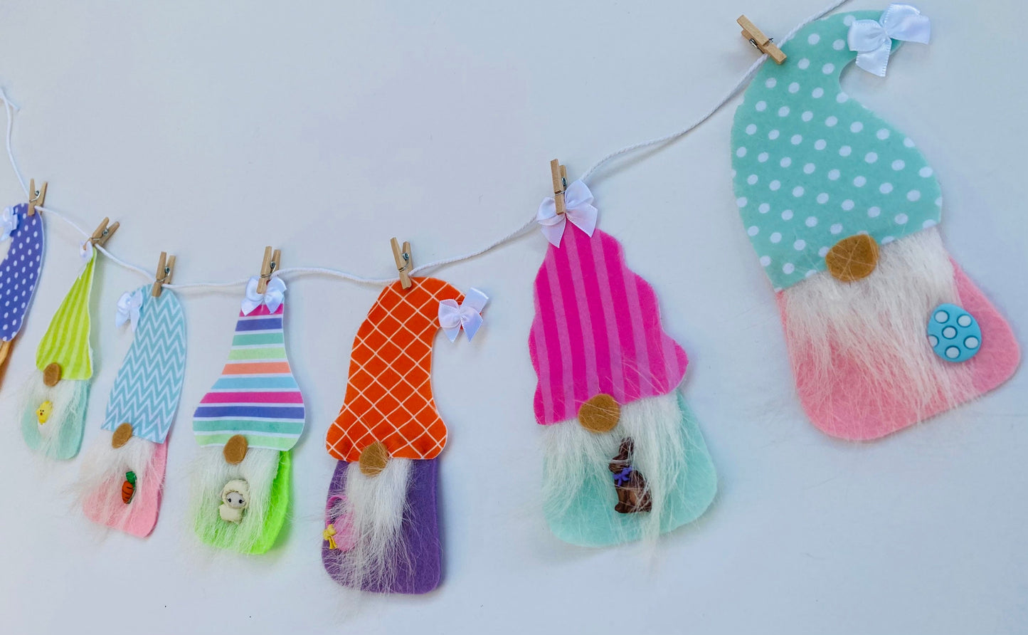 Easter Spring Gnome Felt Miniature Banner Garland Bunting Wall Hanging Decoration