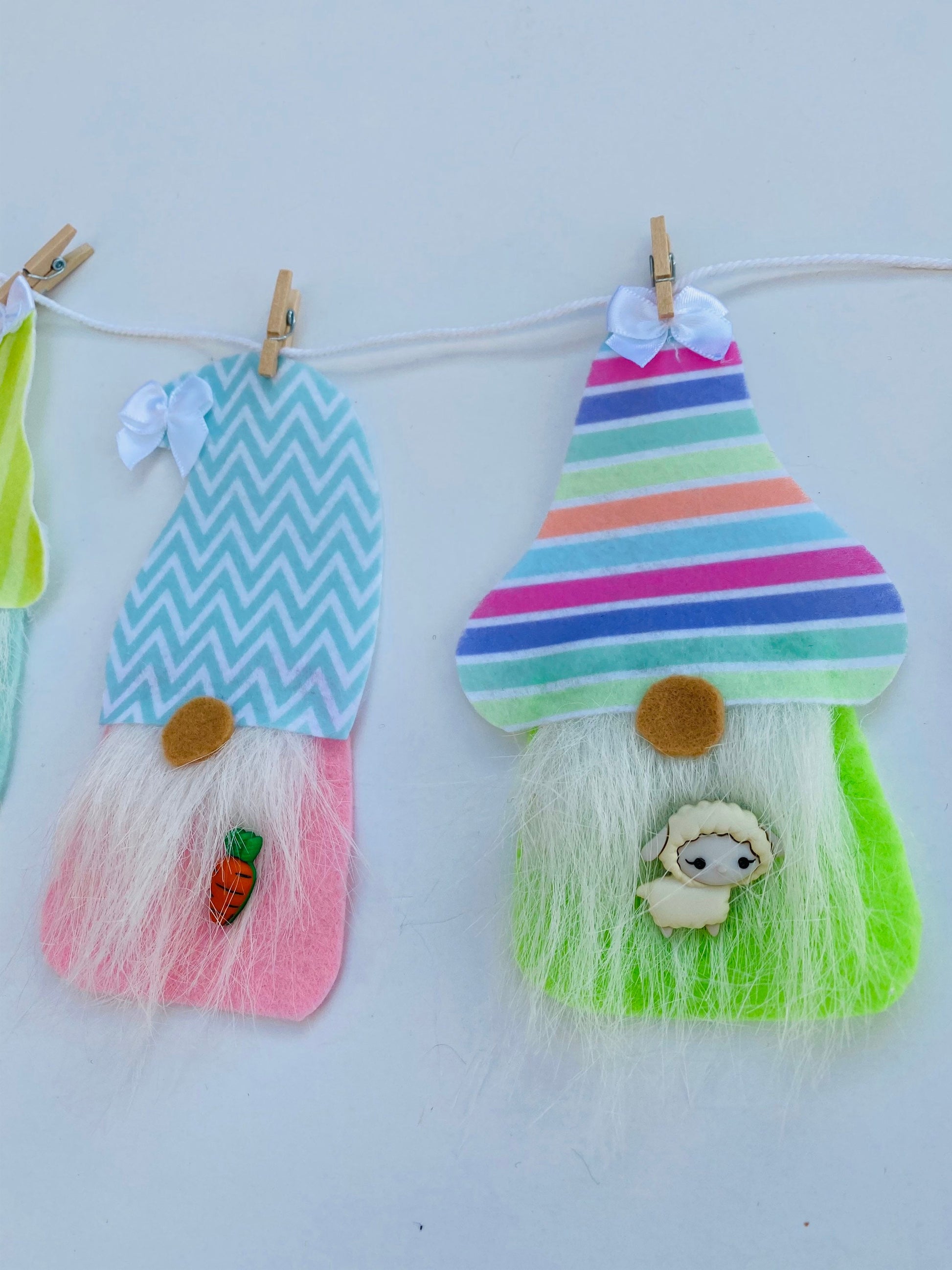Set of 3 Gnome Miniature Holiday Felt Banner Garland Bunting Wall Hanging Decorations