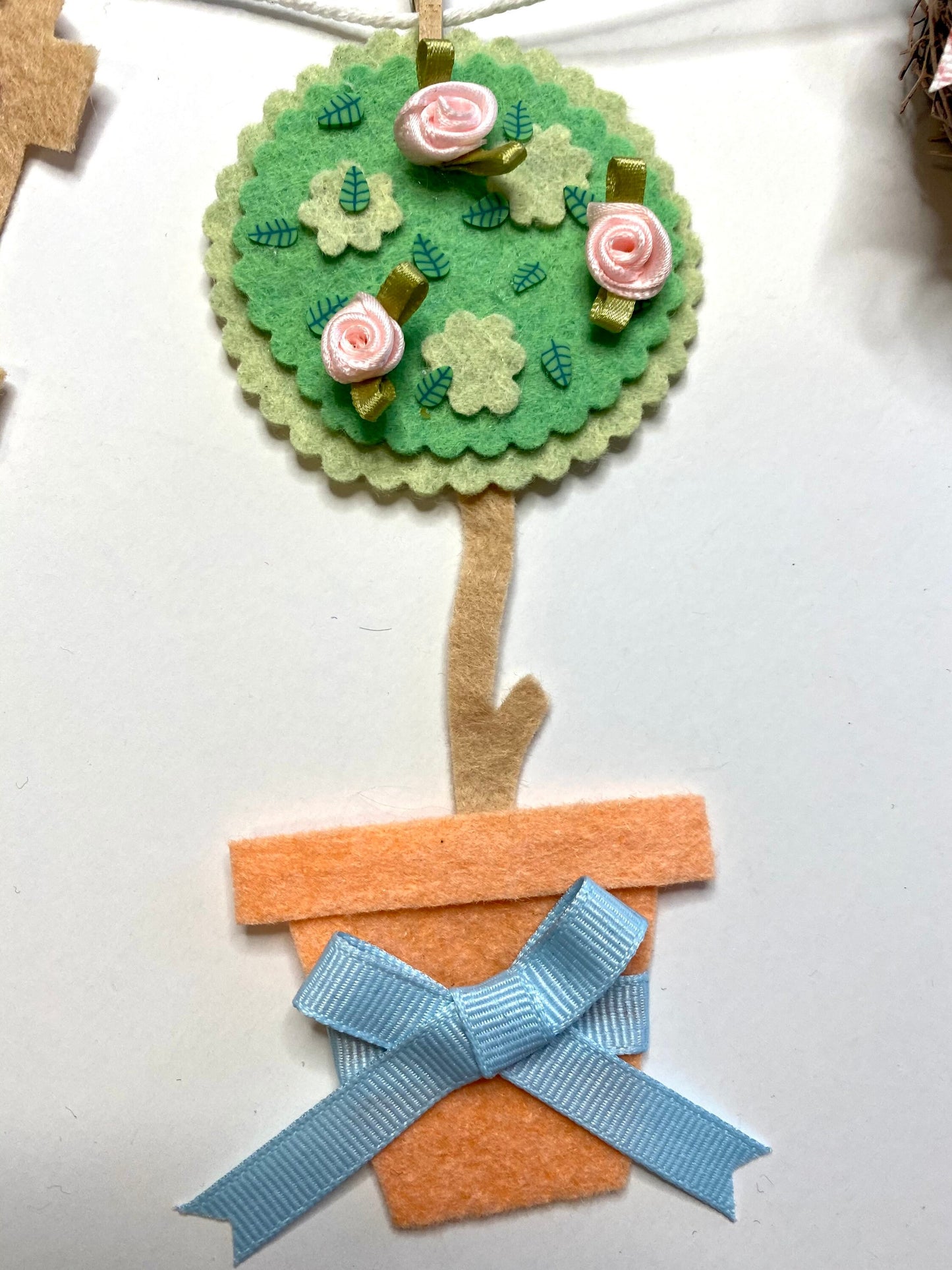 Spring Cottage Bicycle Banner Miniature Felt Bunting Garland Wall Hanging Decoration