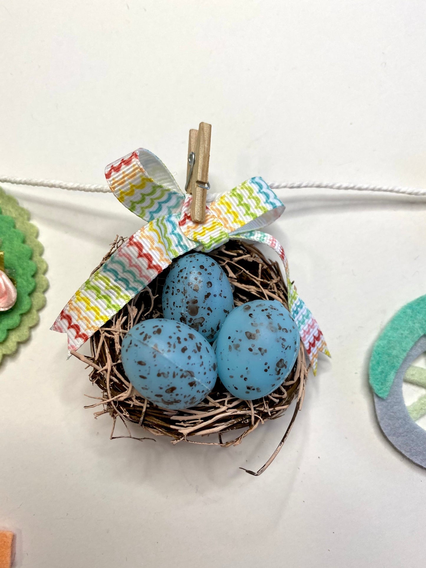 Spring Cottage Bicycle Banner Miniature Felt Bunting Garland Wall Hanging Decoration