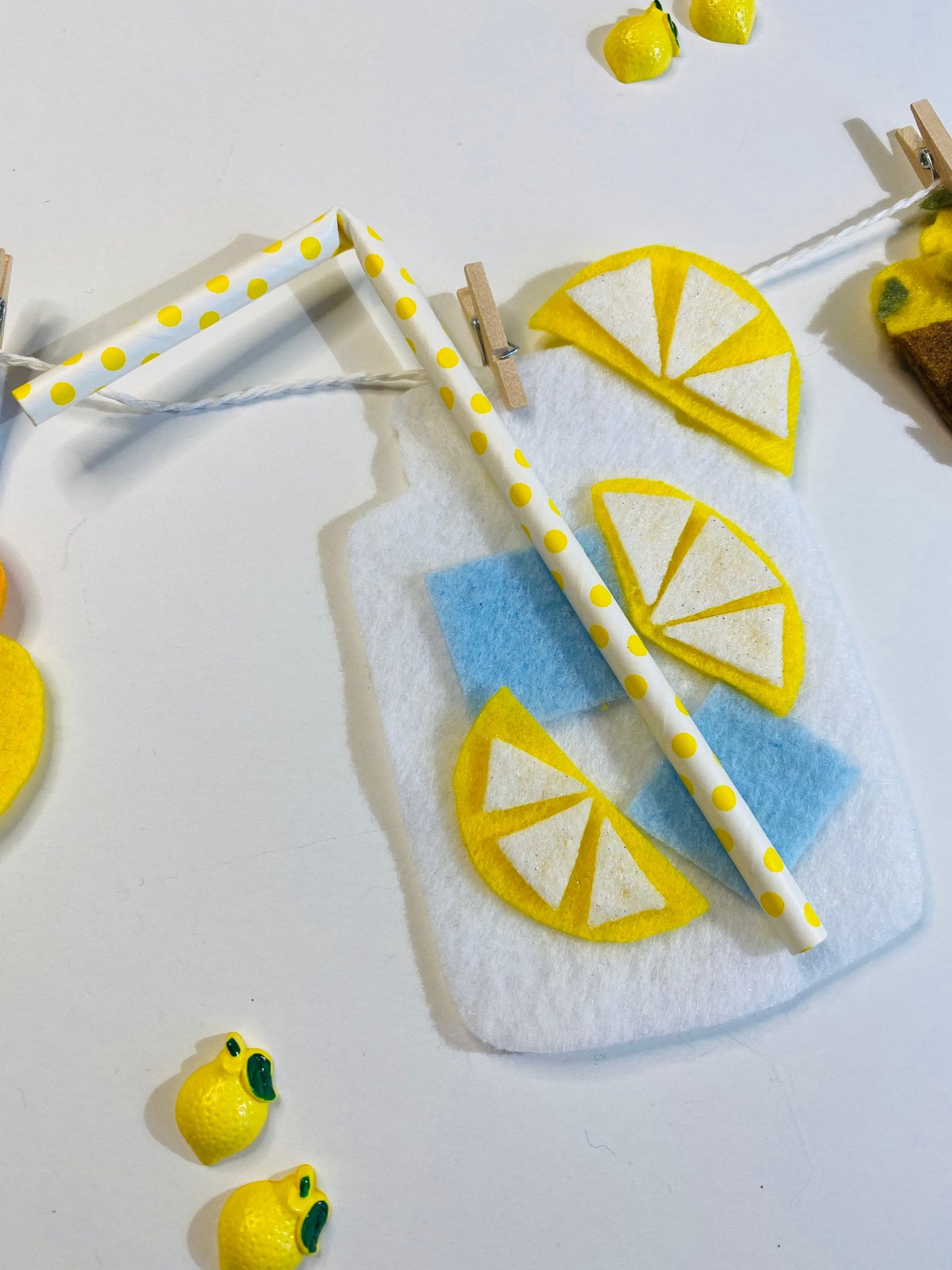 Lemonade Stand Miniature Felt Banner Garland Bunting Wall Hanging Decoration for Spring and Summer