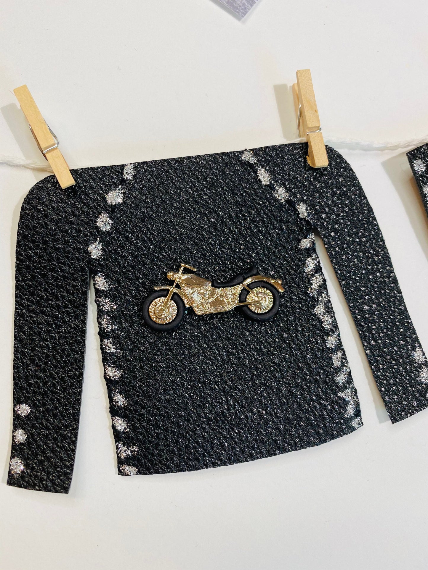 Biker Dad Motorcycle Man Miniature Felt Clothesline Banner Garland Bunting Wall Hanging Decoration for Father’s Day