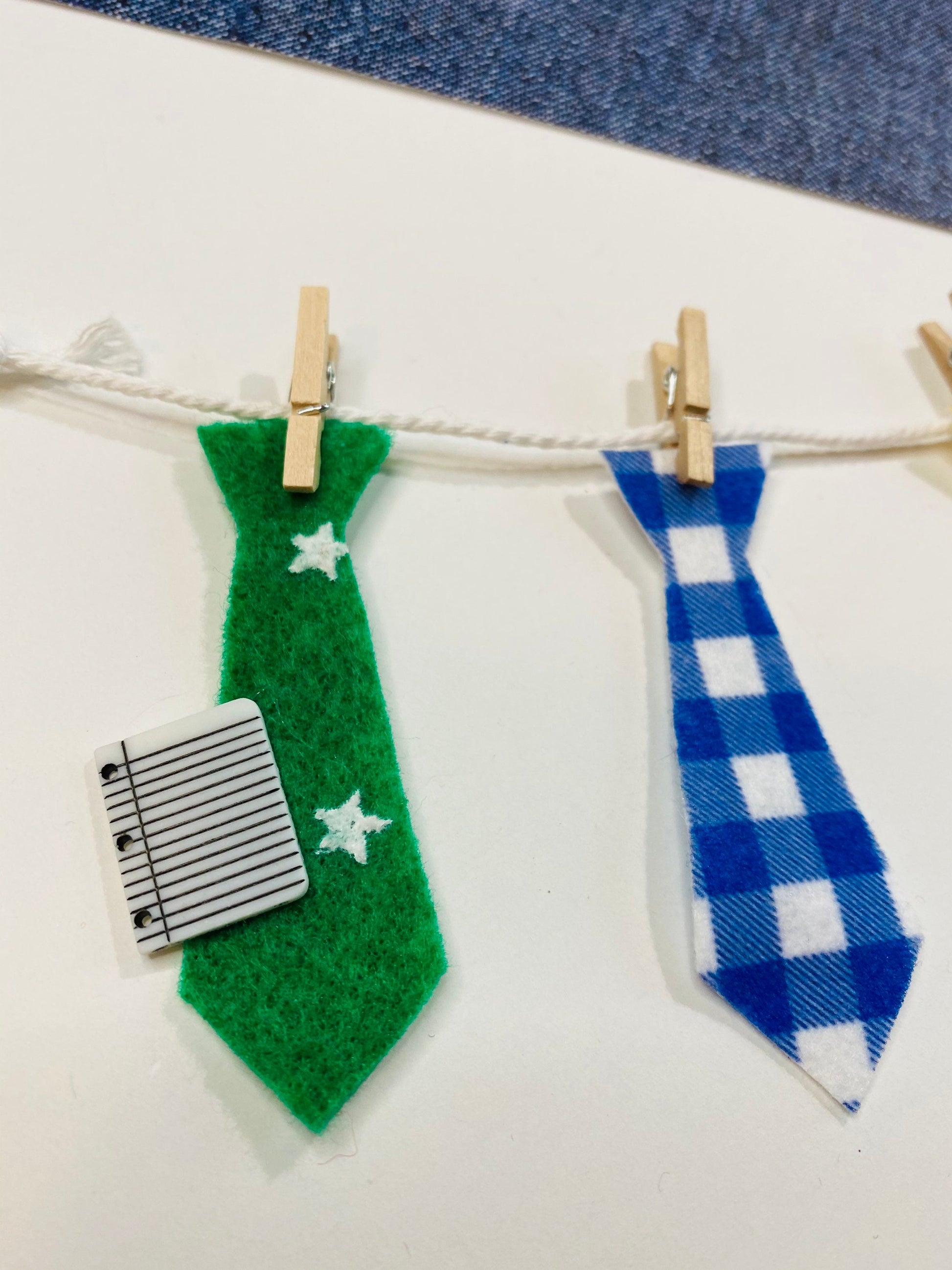 Dad’s Ties Miniature Felt Clothesline Banner Garland Bunting Wall Hanging Decoration for Father’s Day