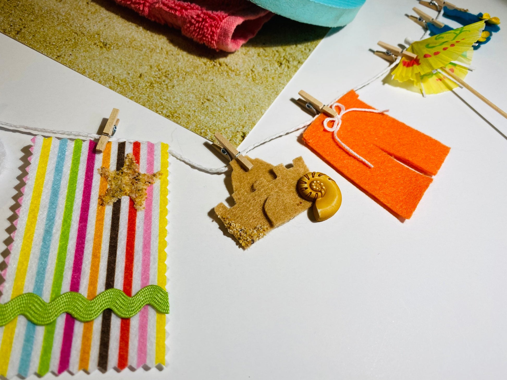 Beach Summer Felt Mini Clothesline Garland Wall Hanging Decoration