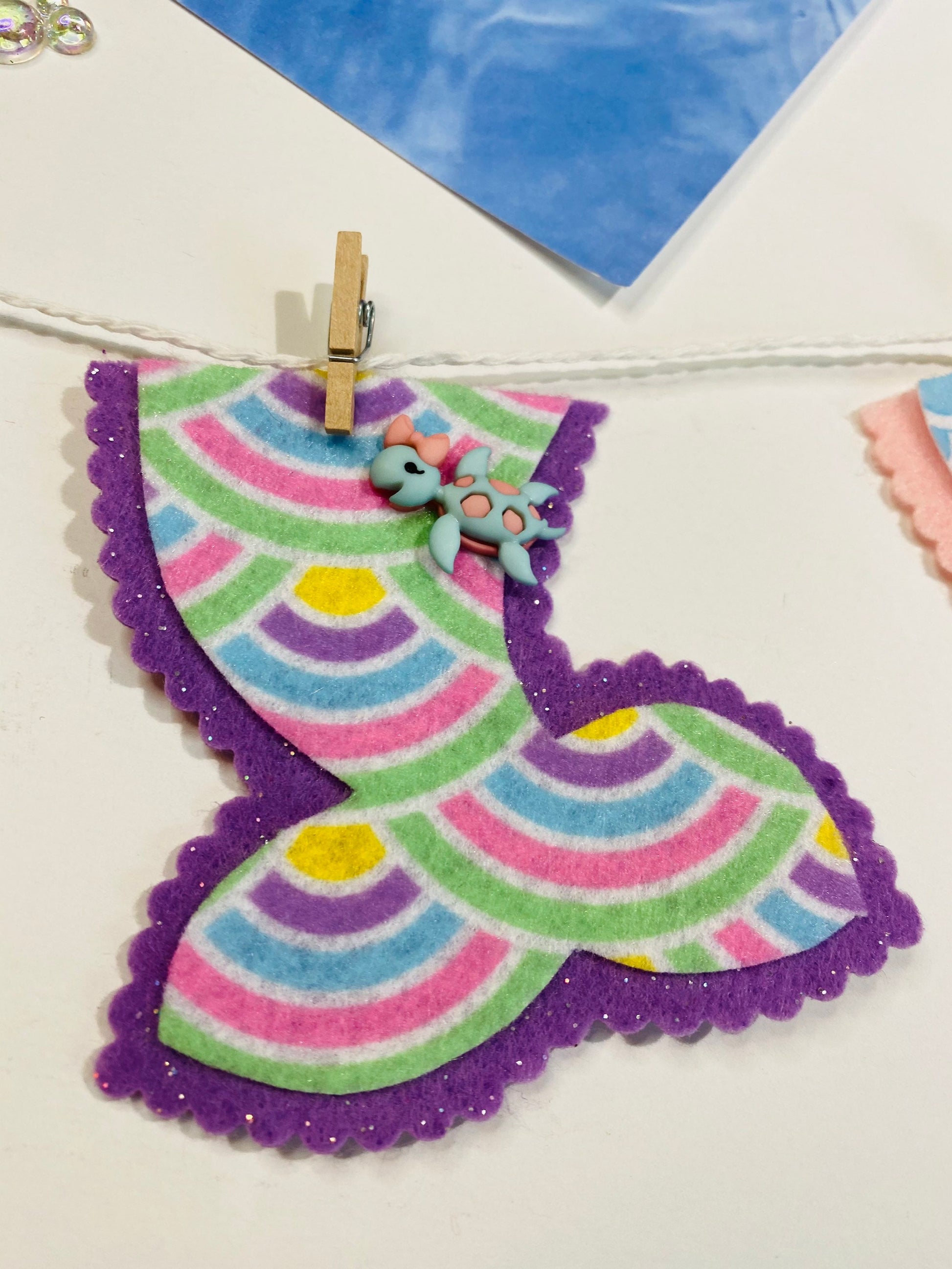 Mermaid Tail Miniature Felt Banner Garland Bunting Wall Hanging Decoration