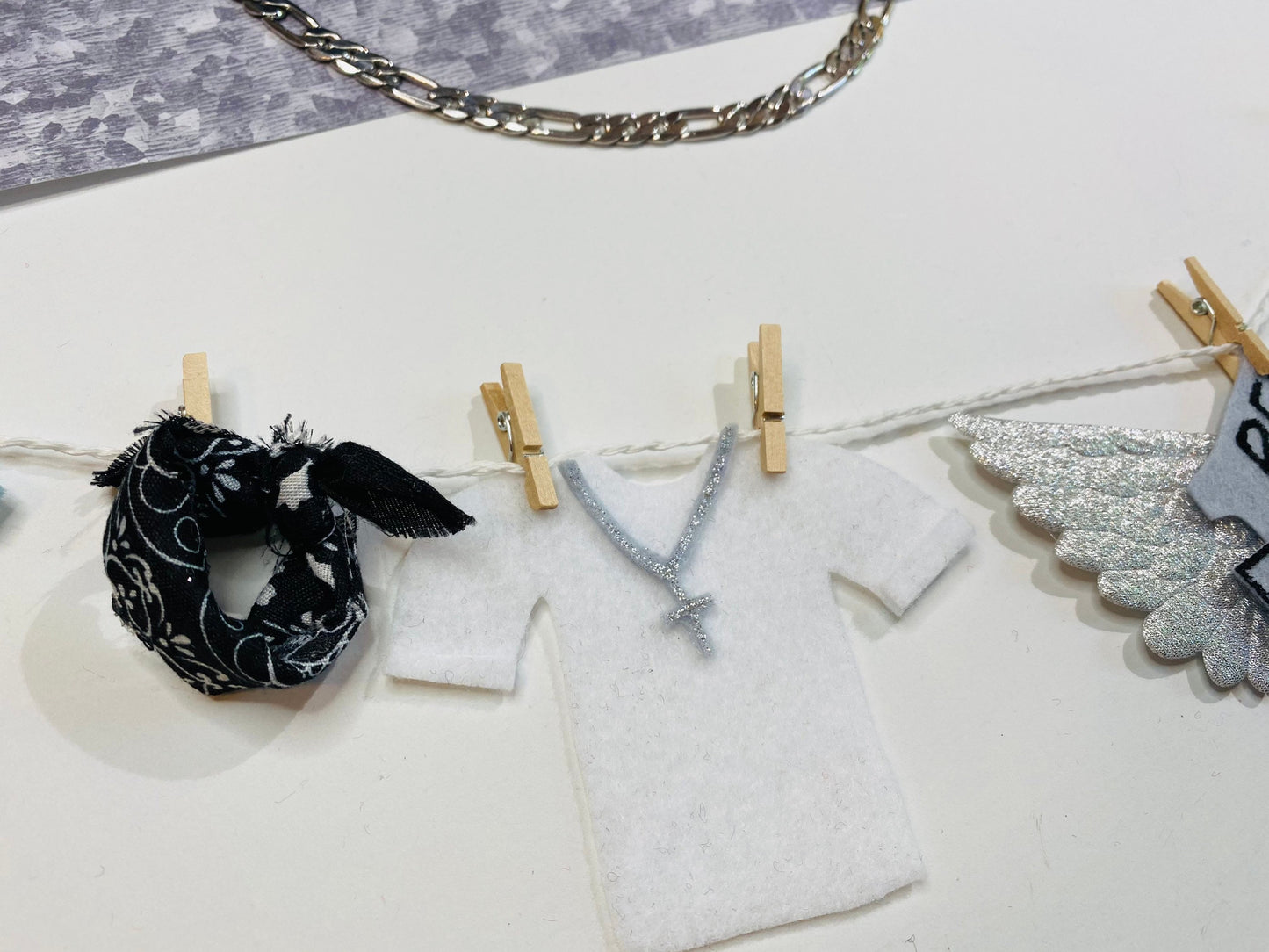 Biker Dad Motorcycle Man Miniature Felt Clothesline Banner Garland Bunting Wall Hanging Decoration for Father’s Day