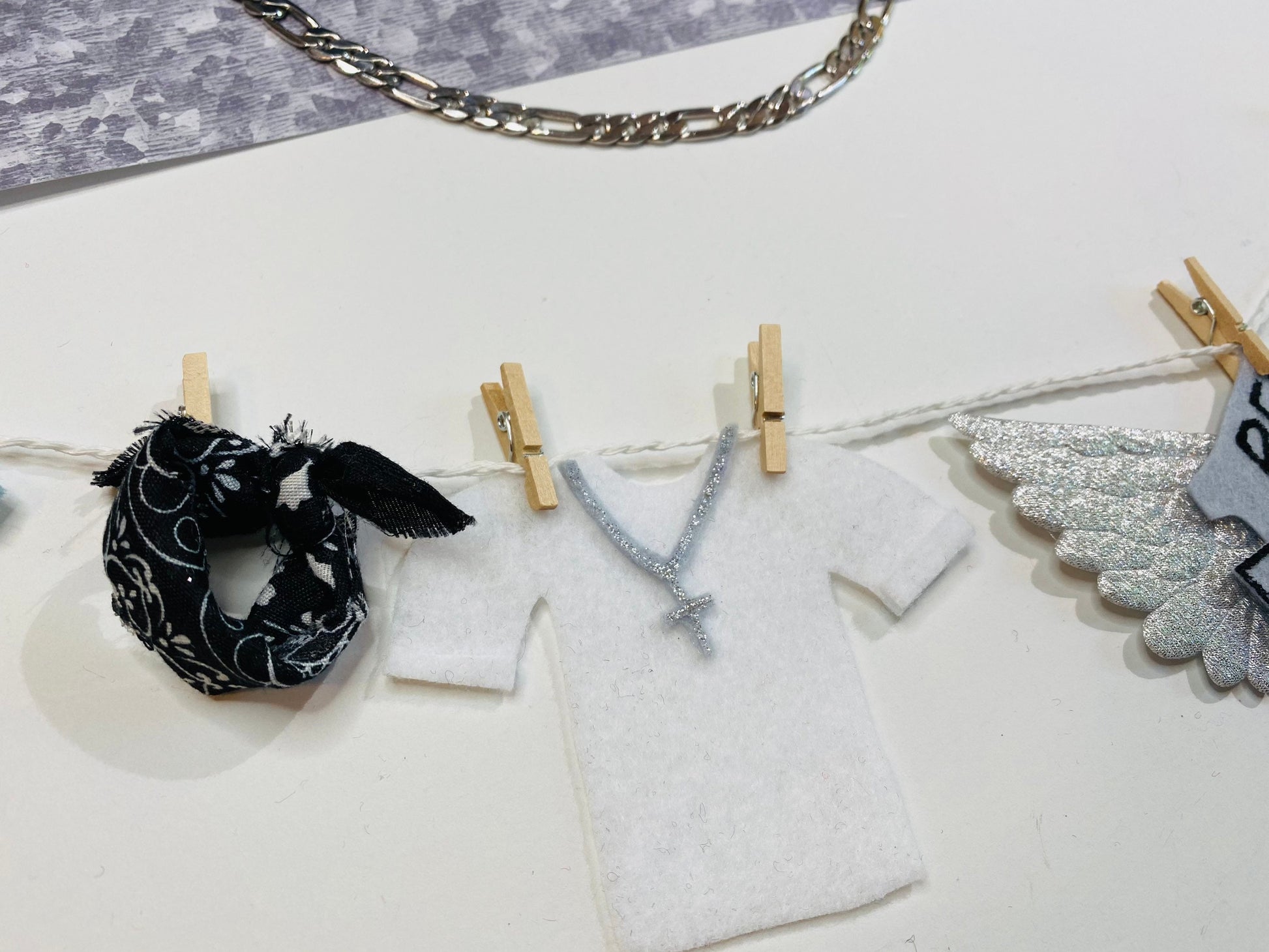 Biker Dad Motorcycle Man Miniature Felt Clothesline Banner Garland Bunting Wall Hanging Decoration for Father’s Day