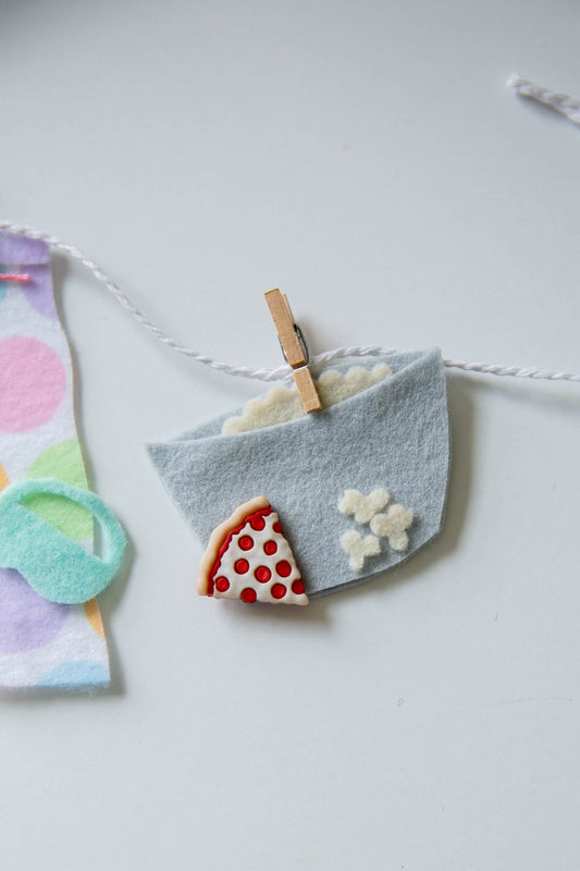 Girl's Slumber Party Sleepover Miniature Felt Clotheslines Banner Bunting Garland Wall Hanging Decoration
