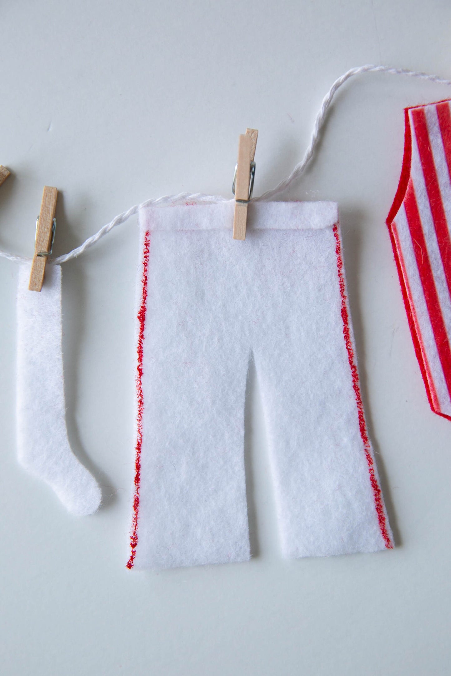 Candy Striper Soda Shop Man Miniature Felt Clothesline Banner Bunting Garland Wall Hanging Decoration