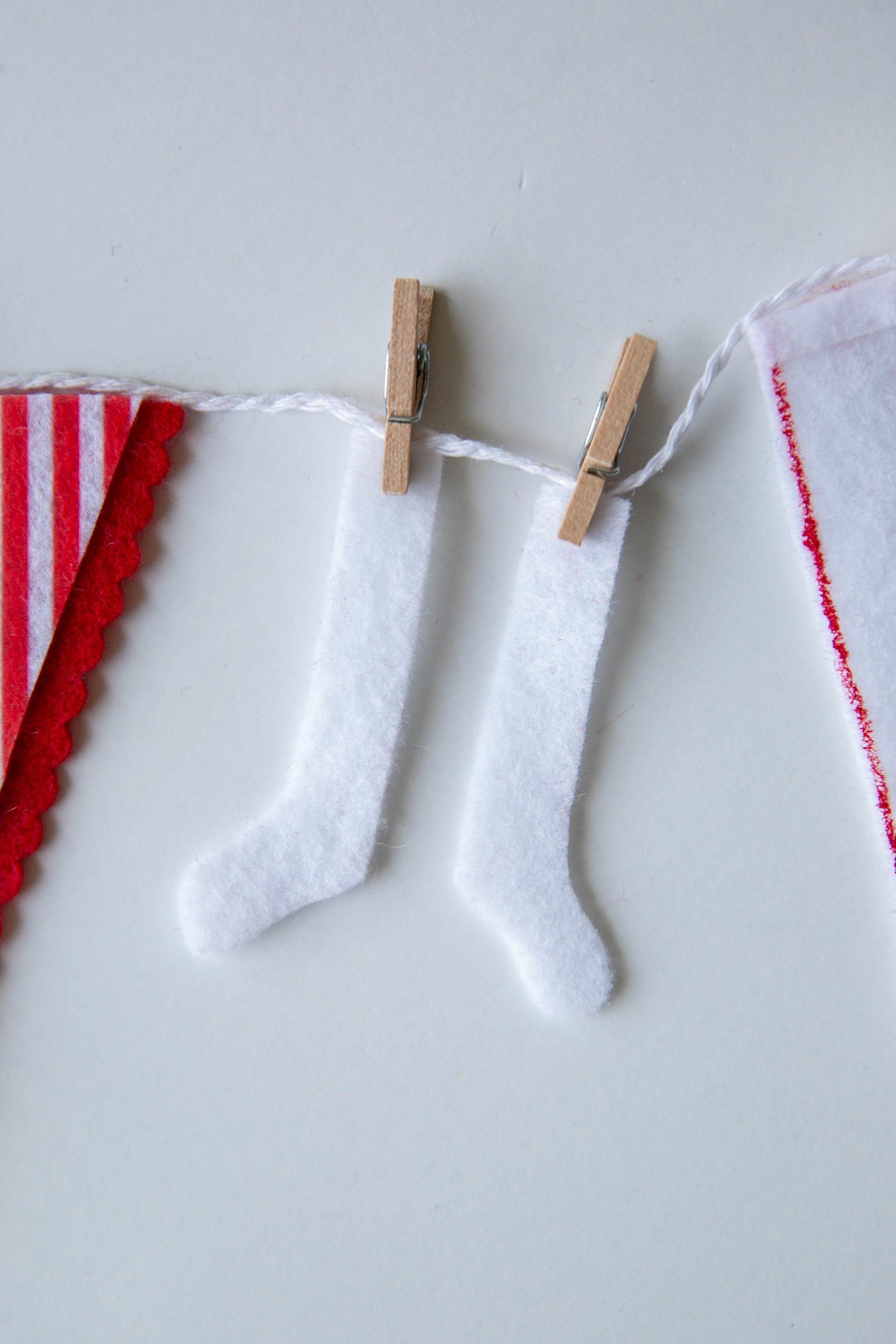 Candy Striper Soda Shop Man Miniature Felt Clothesline Banner Bunting Garland Wall Hanging Decoration