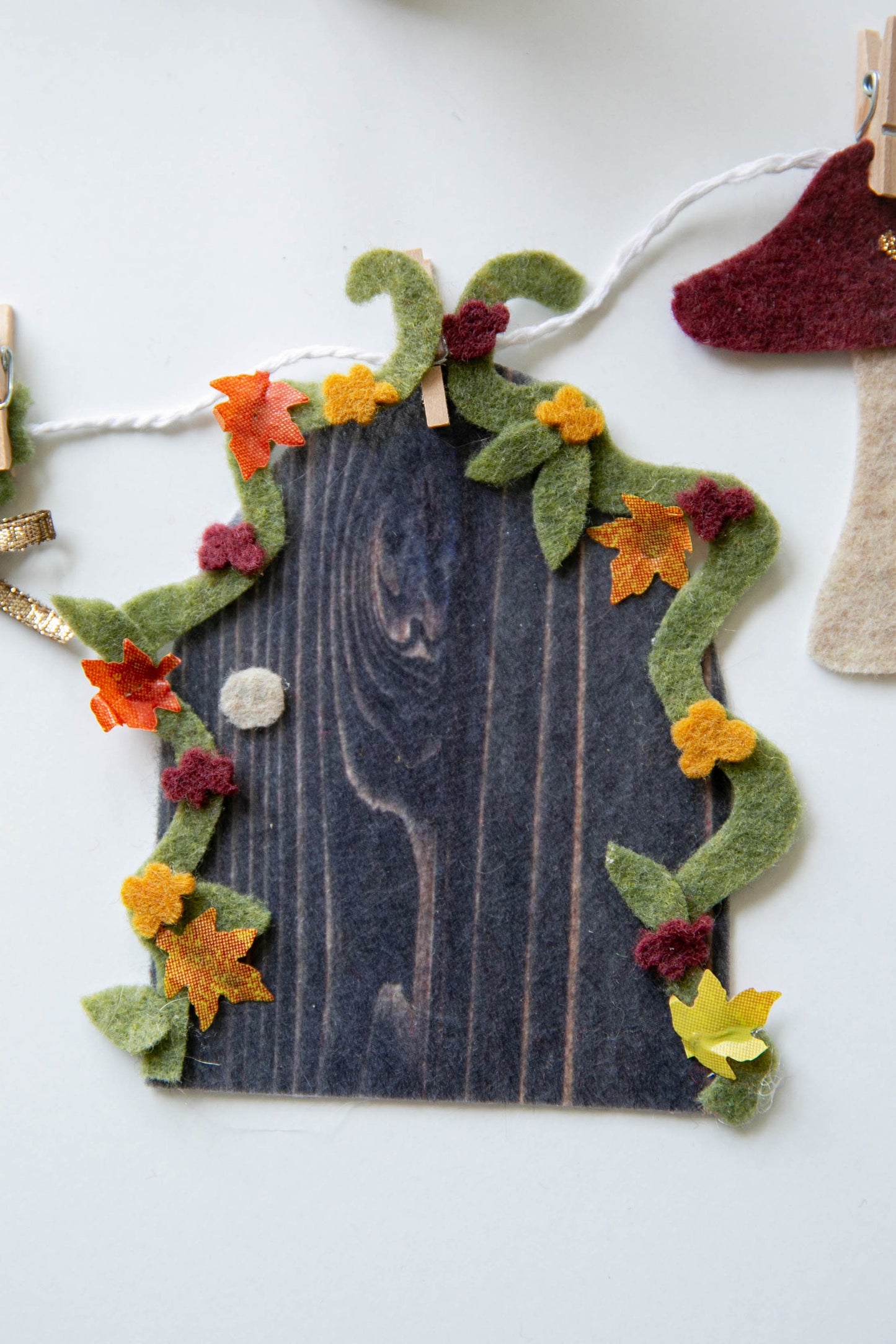 Fall Autumn Fairy Angel Miniature Felt Clothesline Banner Garland Bunting Wall Hanging Decoration