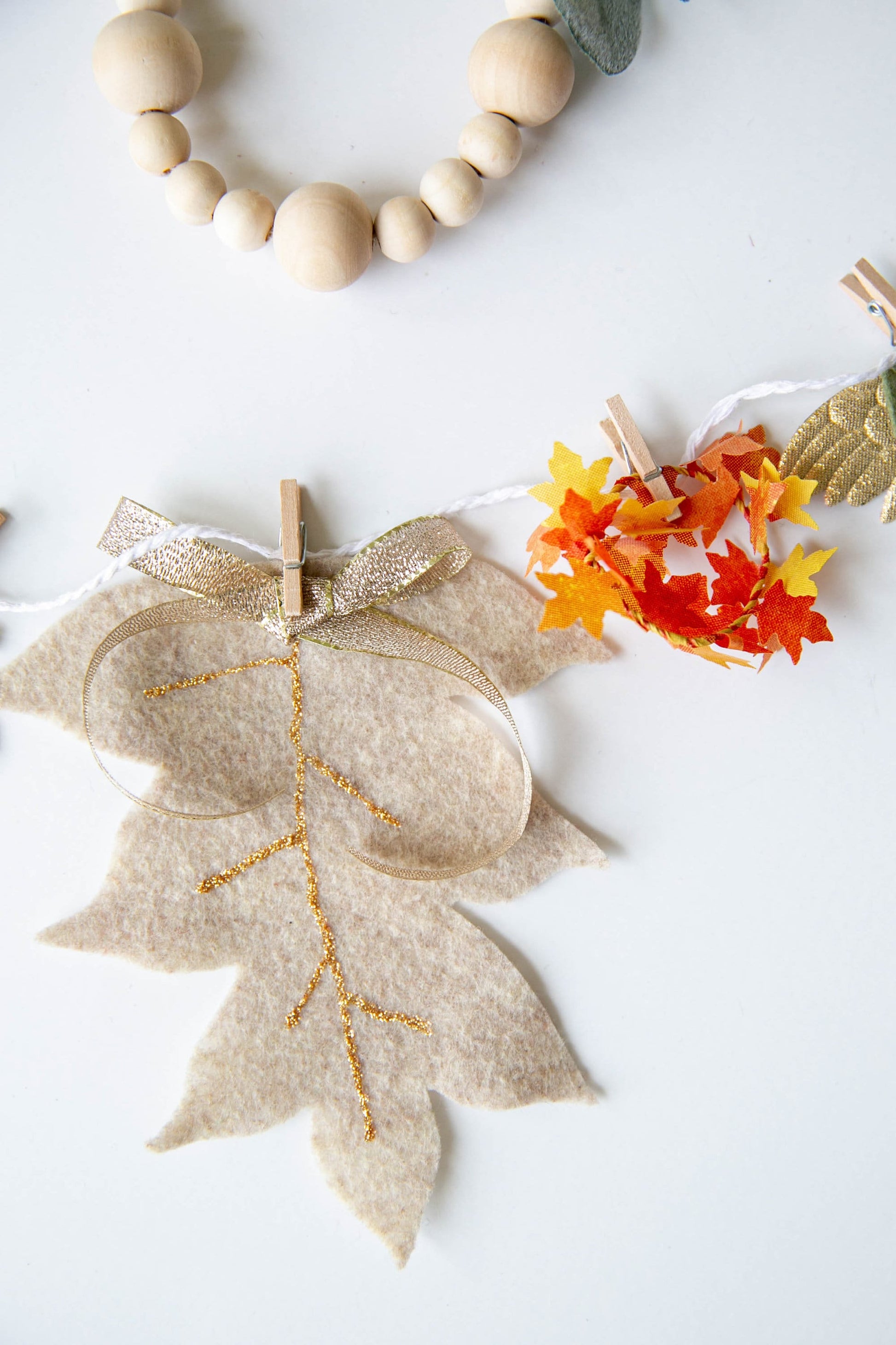 Fall Autumn Fairy Angel Miniature Felt Clothesline Banner Garland Bunting Wall Hanging Decoration