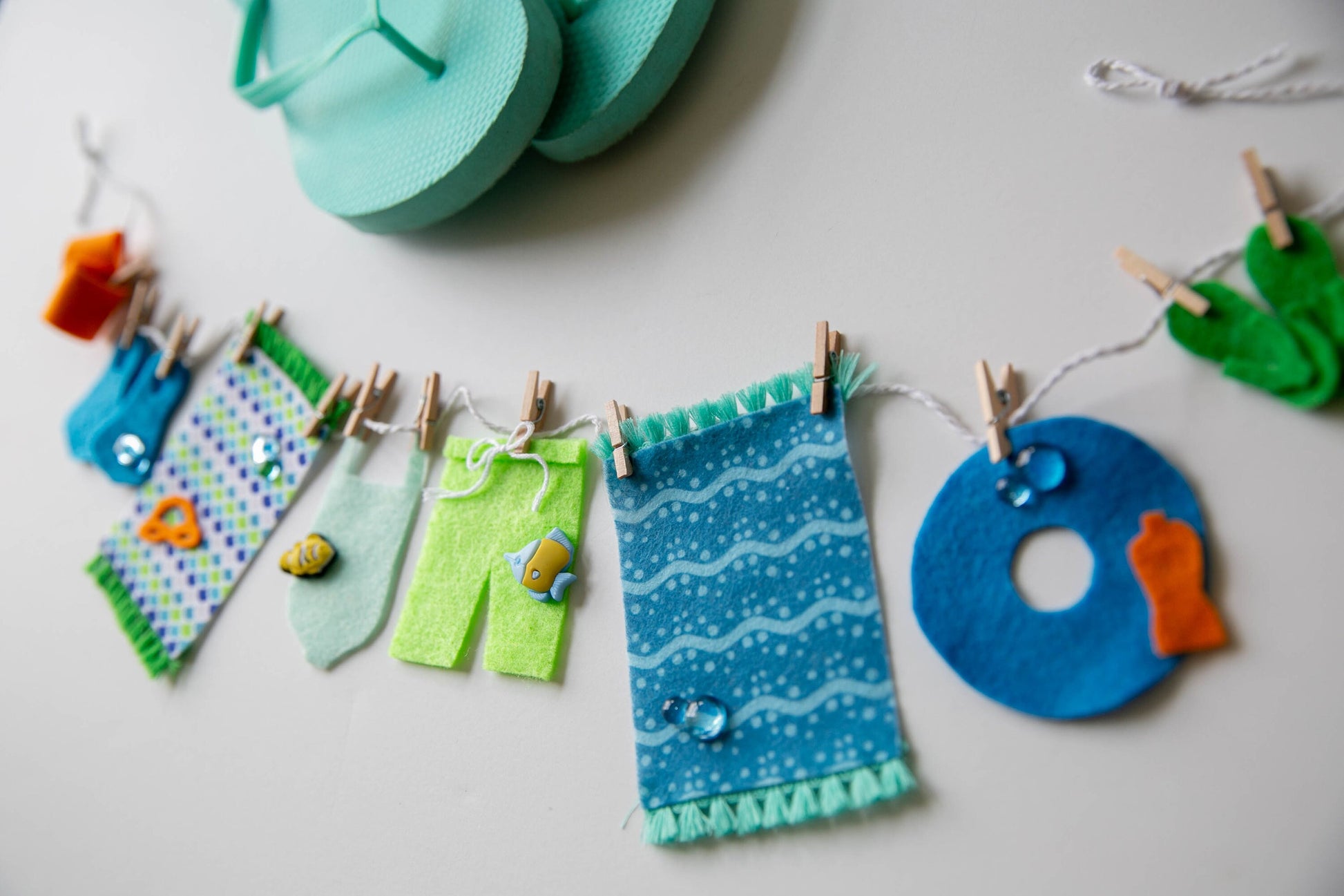 Summer Kid's Pool Swimming Clothesline Banner Garland Bunting Wall Hanging Decoration