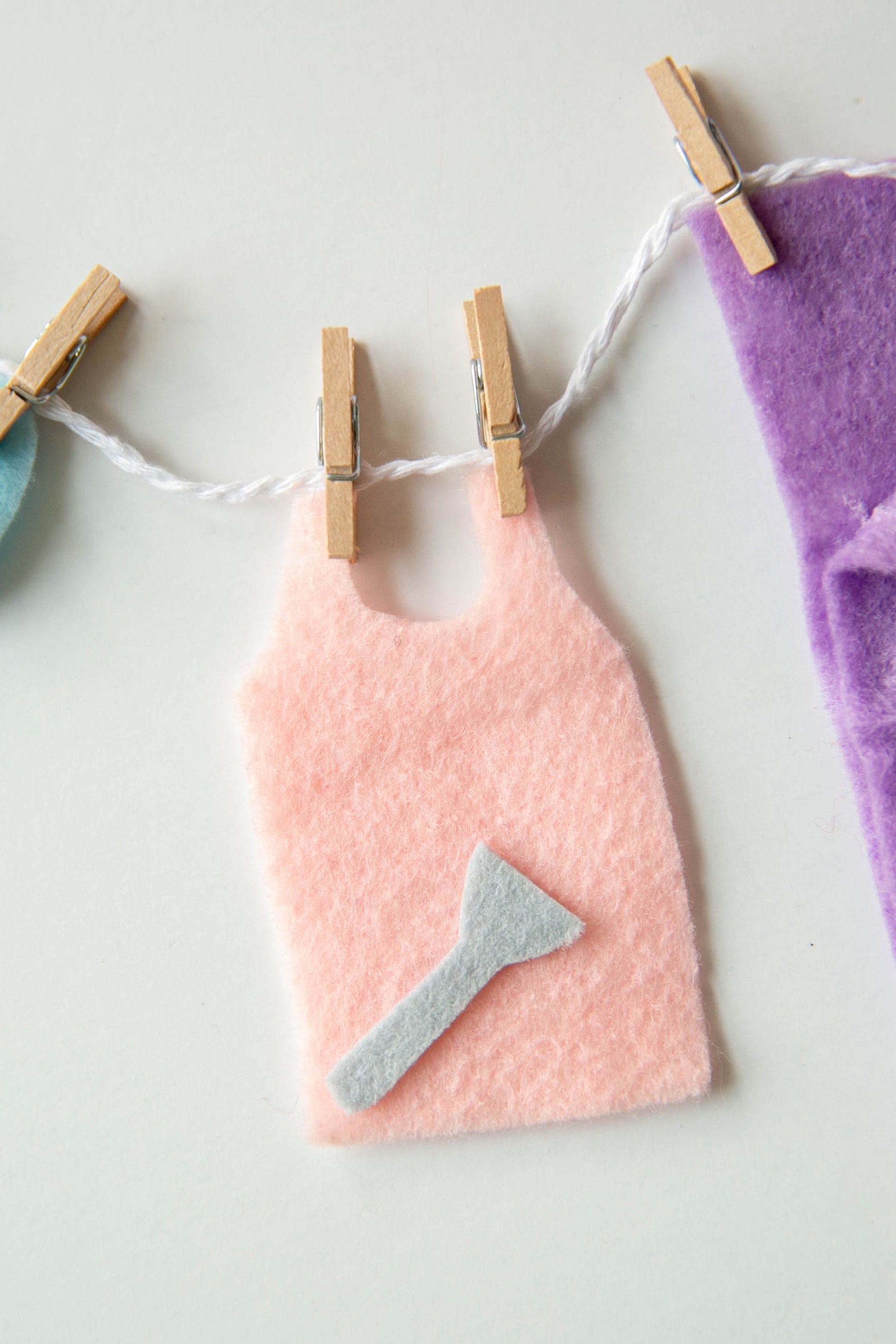 Girl's Slumber Party Sleepover Miniature Felt Clotheslines Banner Bunting Garland Wall Hanging Decoration