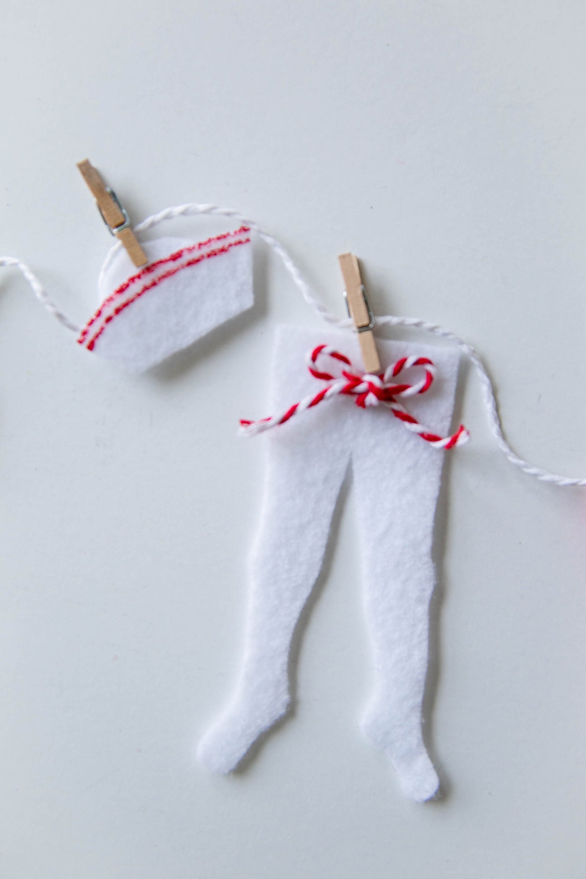 Soda Fountain Candy Striper Girl's Felt Clothesline Banner Garland Bunting Wall Hanging Decoration