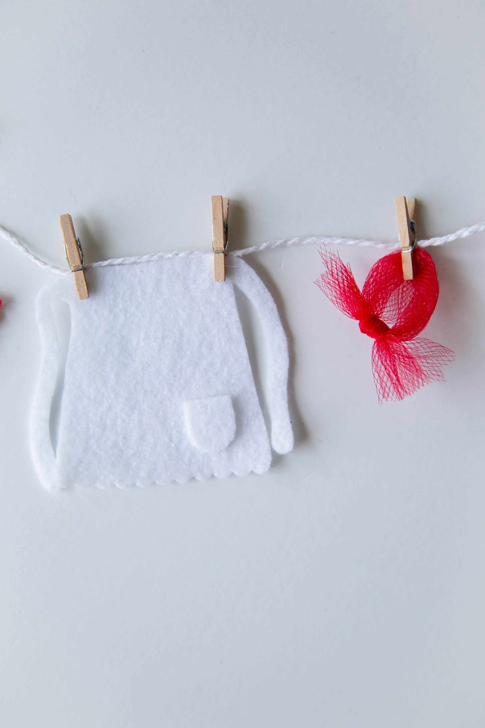 Soda Fountain Candy Striper Girl's Felt Clothesline Banner Garland Bunting Wall Hanging Decoration