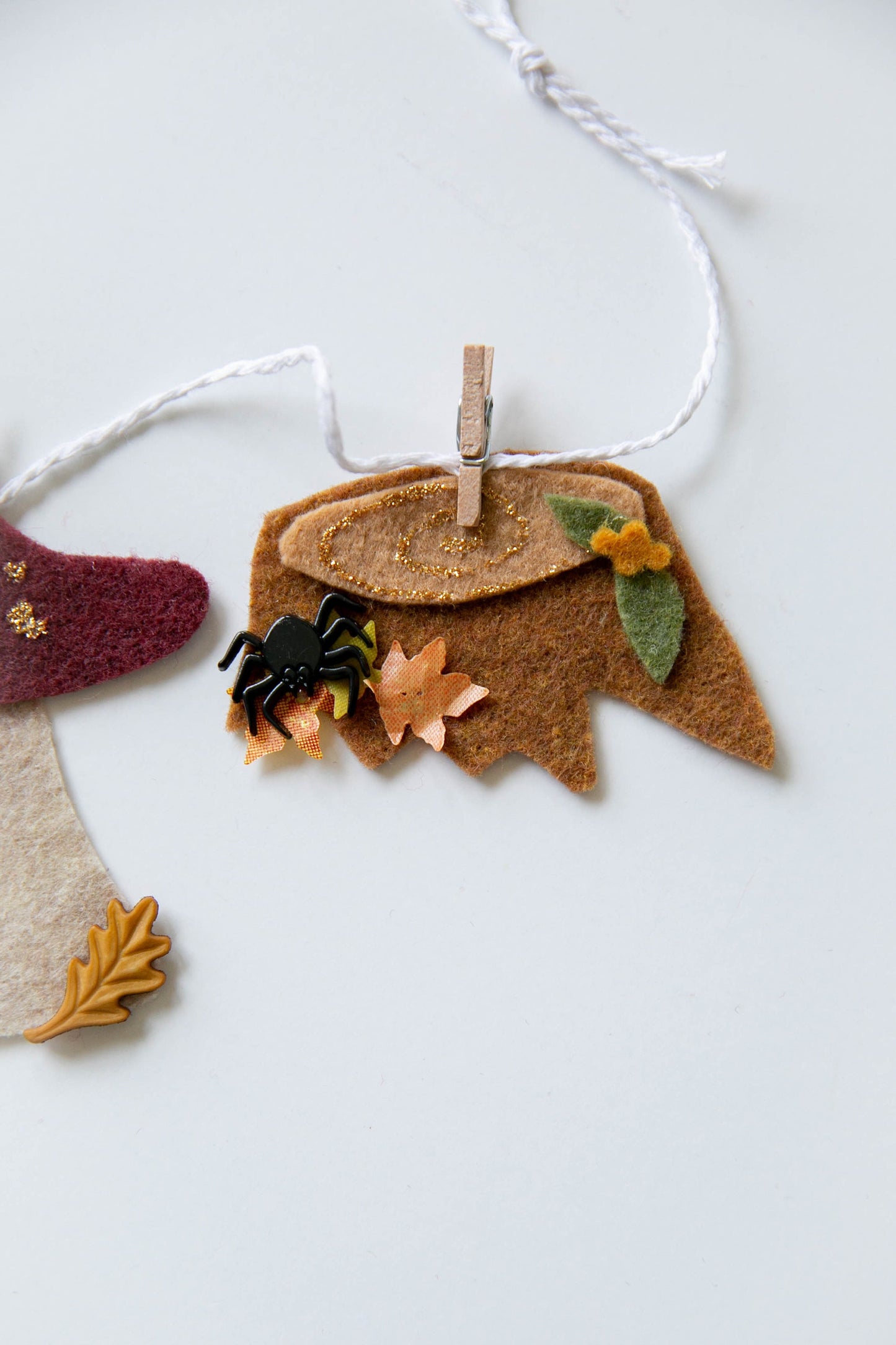 Fall Autumn Fairy Angel Miniature Felt Clothesline Banner Garland Bunting Wall Hanging Decoration