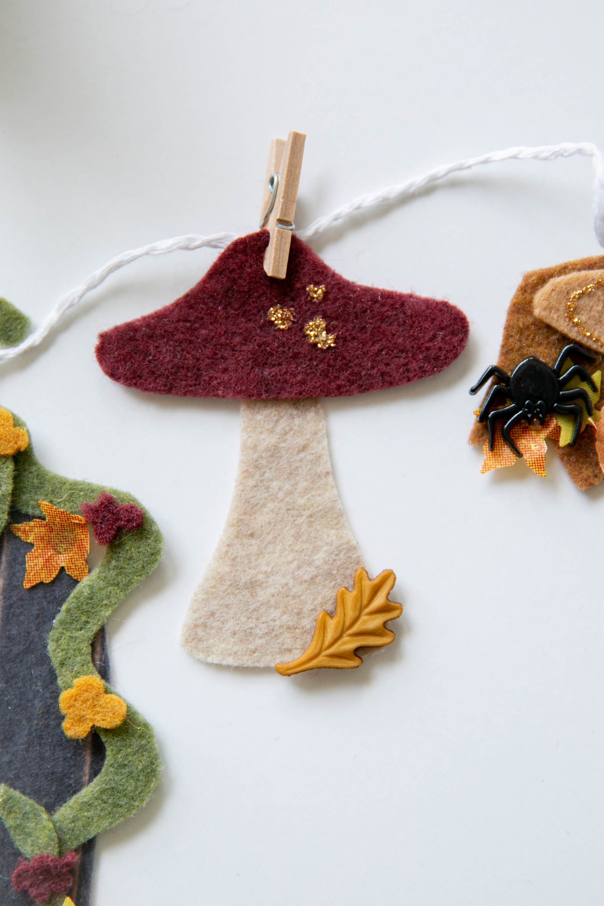 Fall Autumn Fairy Angel Miniature Felt Clothesline Banner Garland Bunting Wall Hanging Decoration